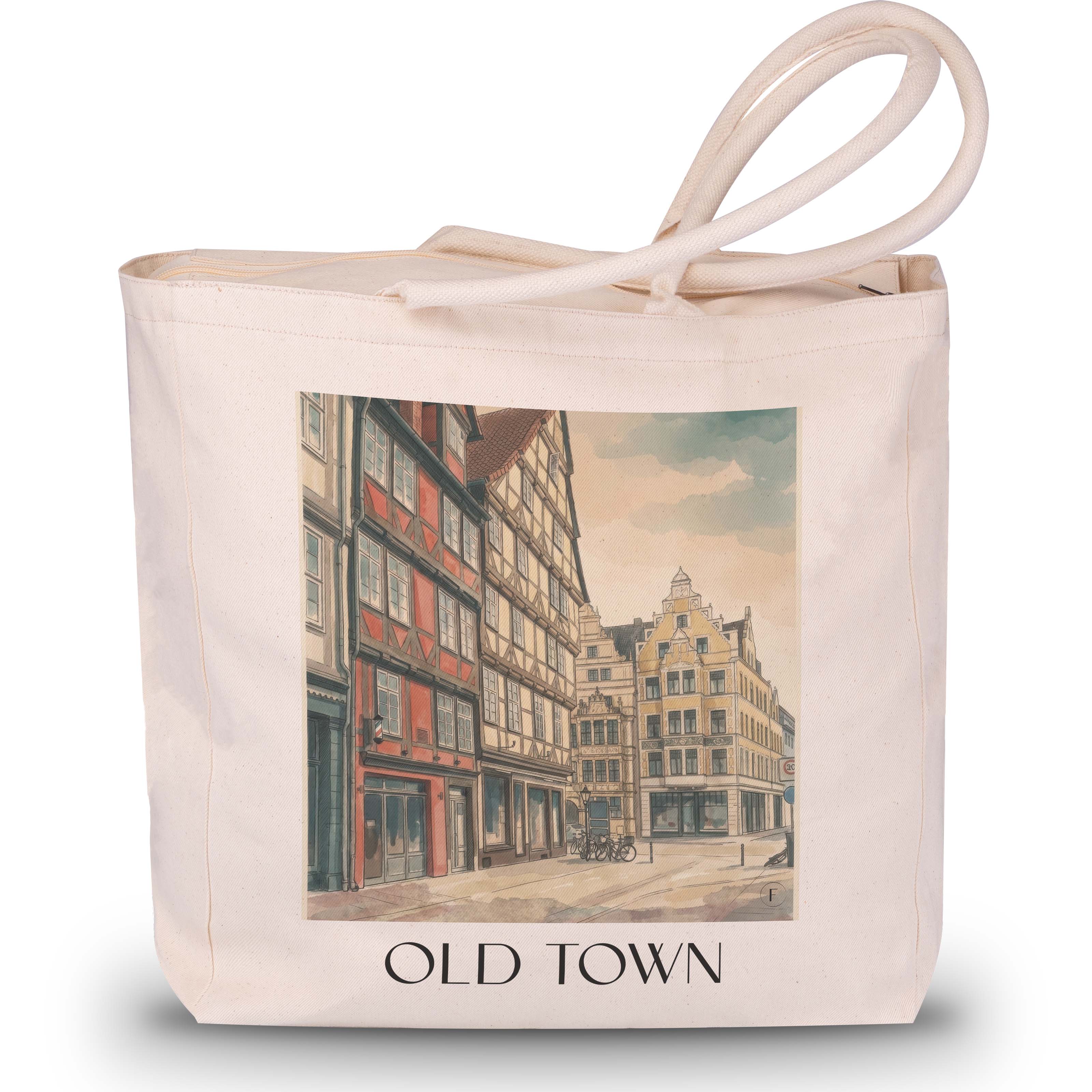 Altstadt Shopping Tasche - Hannover - Deutschland Tote Bag - Einkaufstasche im Aquarell Stil - favplace