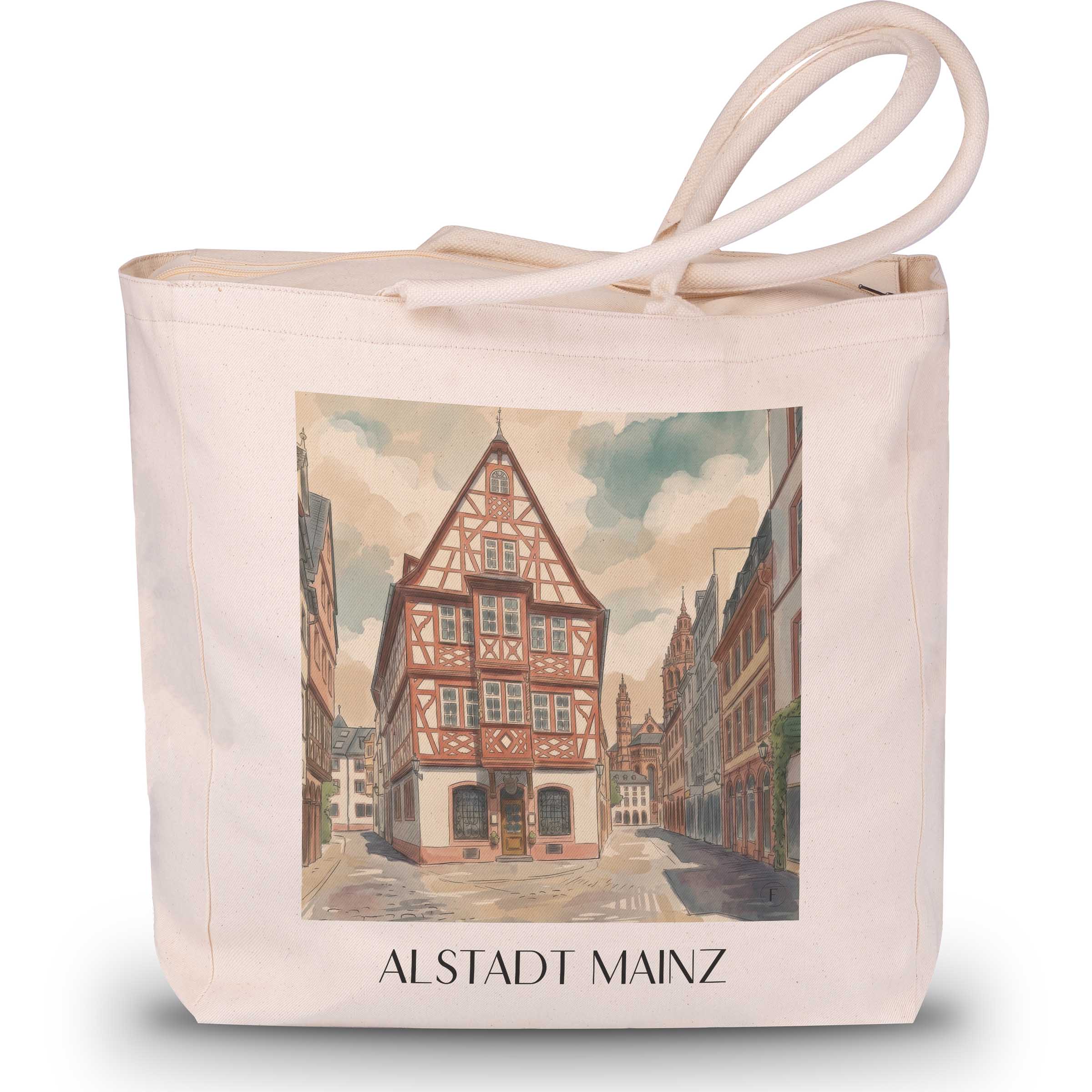 altstadt-mainz-deutschland-einkaufstasche-aquarell