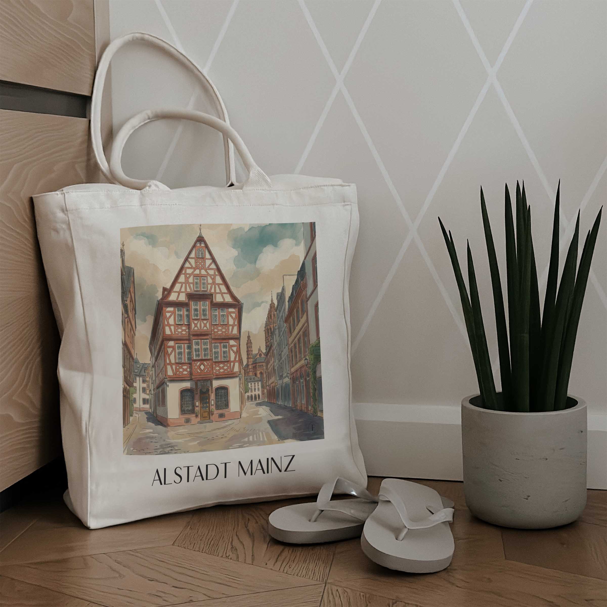 altstadt-mainz-deutschland-einkaufstasche-aquarell