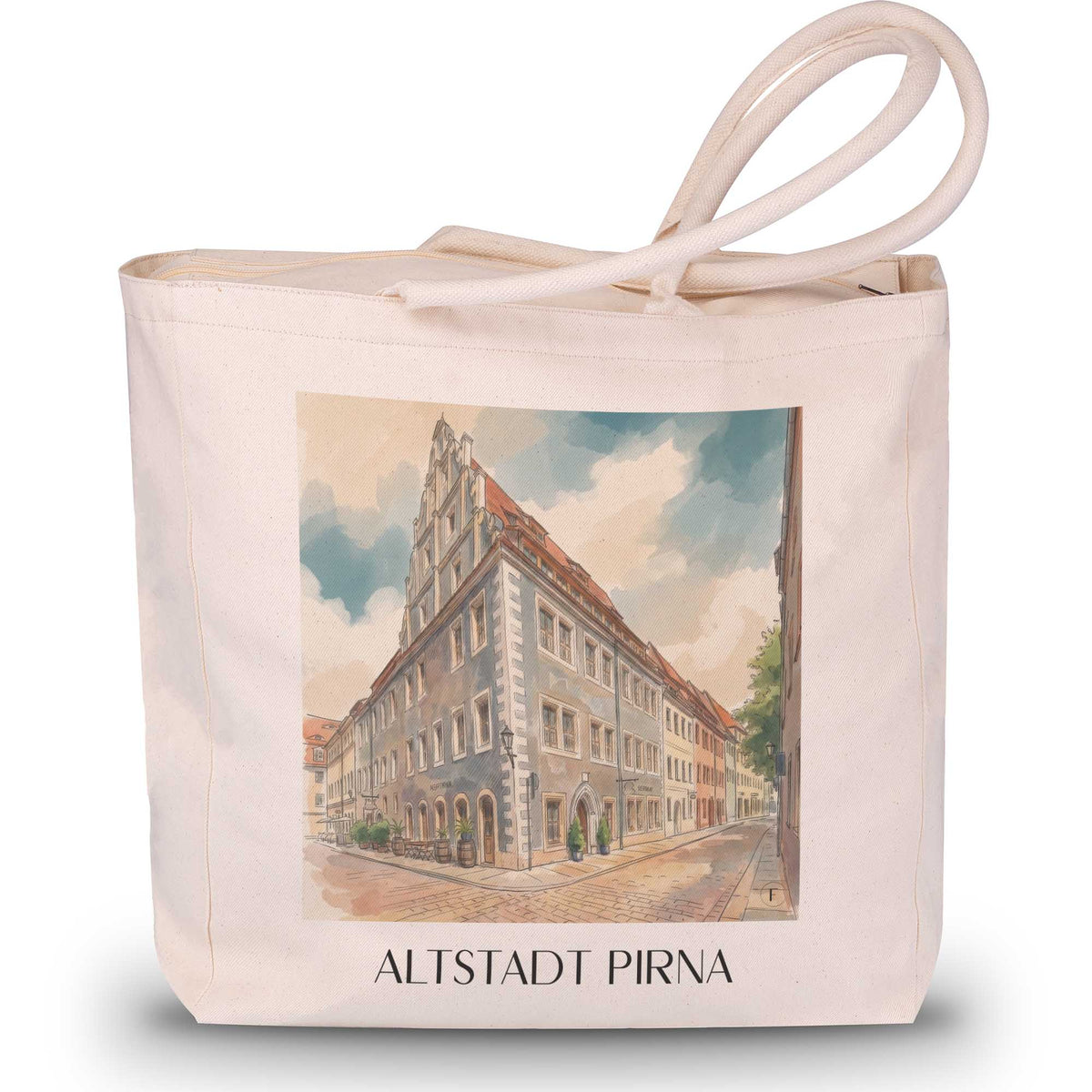 altstadt-pirna-deutschland-einkaufstasche-aquarell