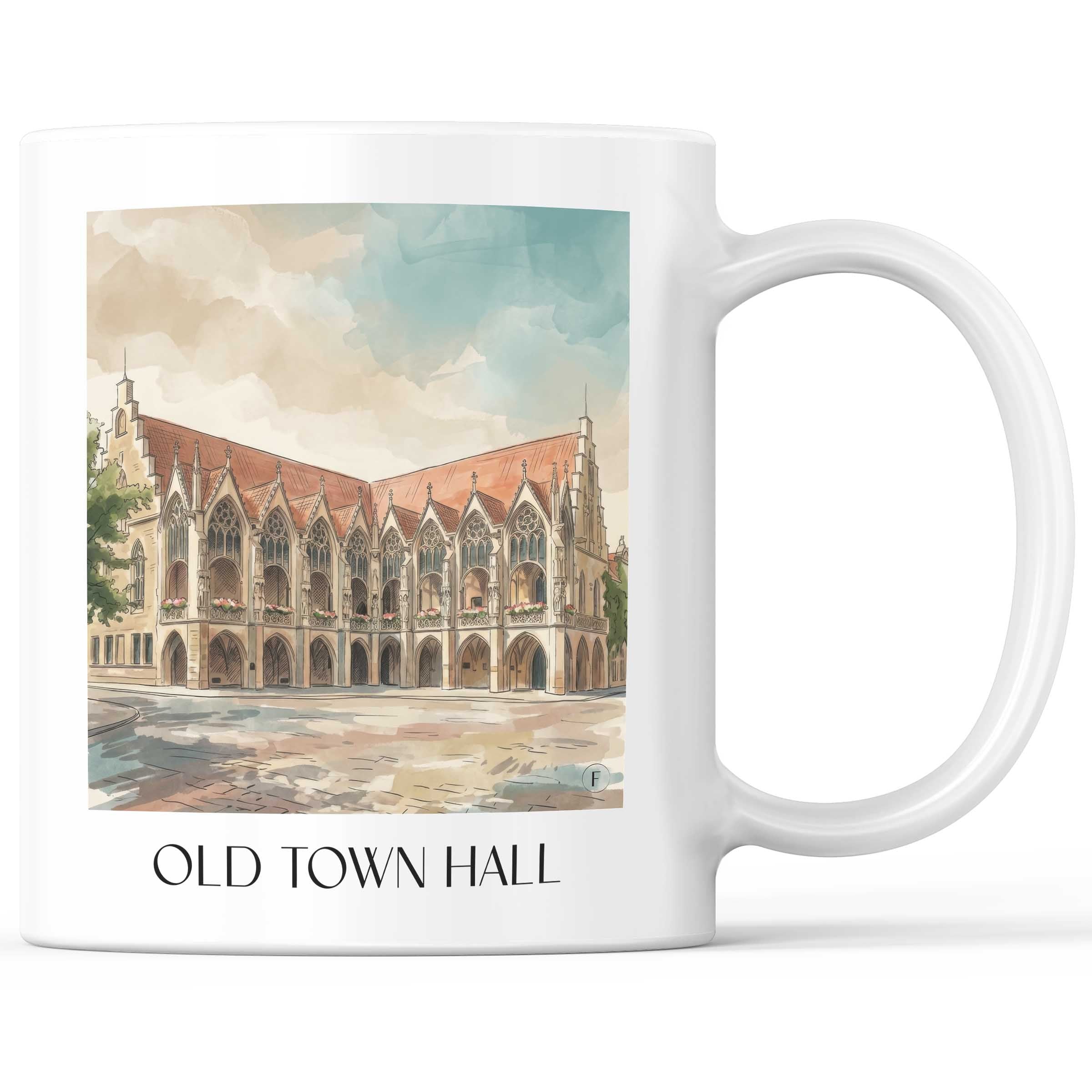 Altstadtrathaus Kaffeebecher - Braunschweig - Deutschland Becher - Kaffeetasse im Aquarell Stil - favplace