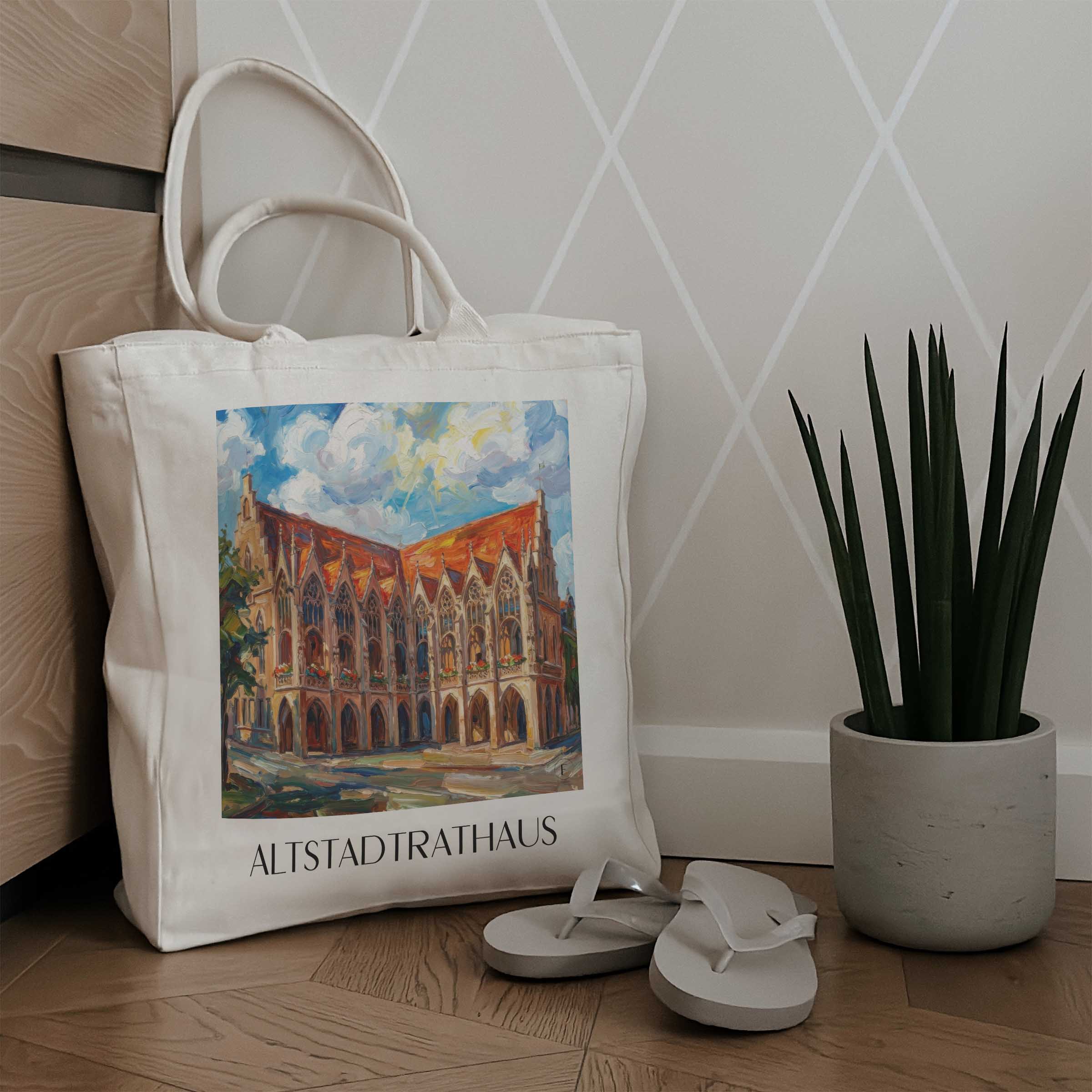 altstadtrathaus-braunschweig-deutschland-einkaufstasche-oil-painting-oelgemaelde