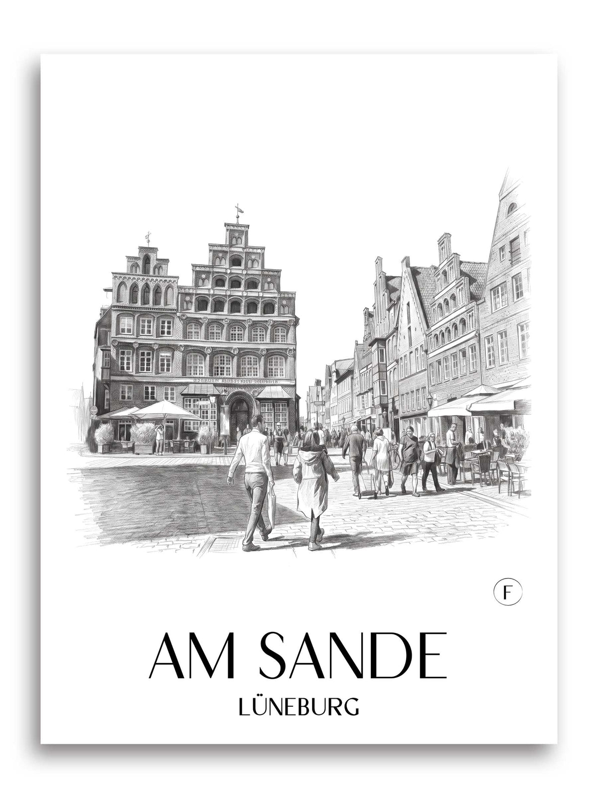 Am Sande Poster - Lüneburg - Deutschland Kunstdruck - Zeichnung von A4 bis A1 - favplace