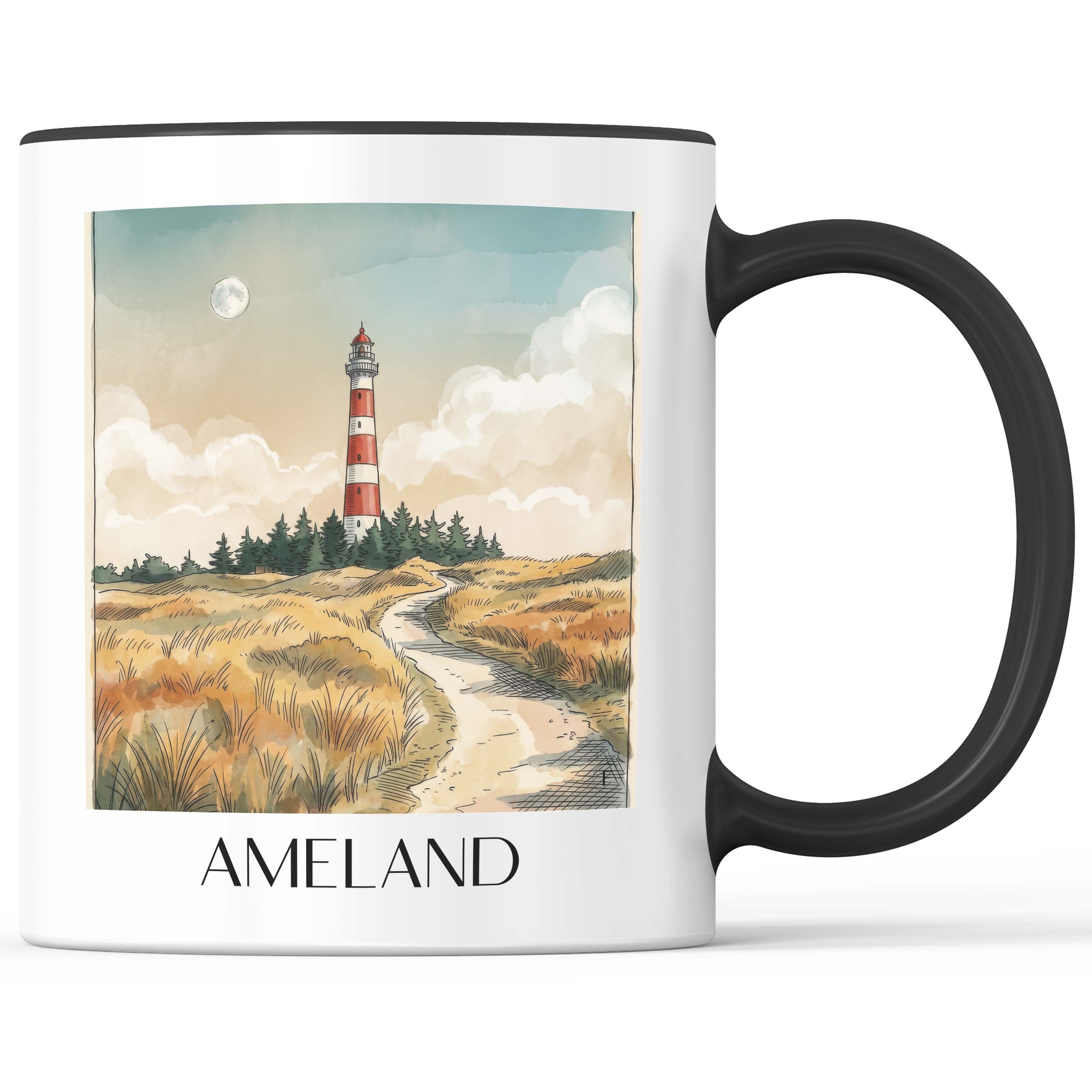 Ameland - Niederlande Becher - Kaffeetasse im Aquarell Stil - favplace