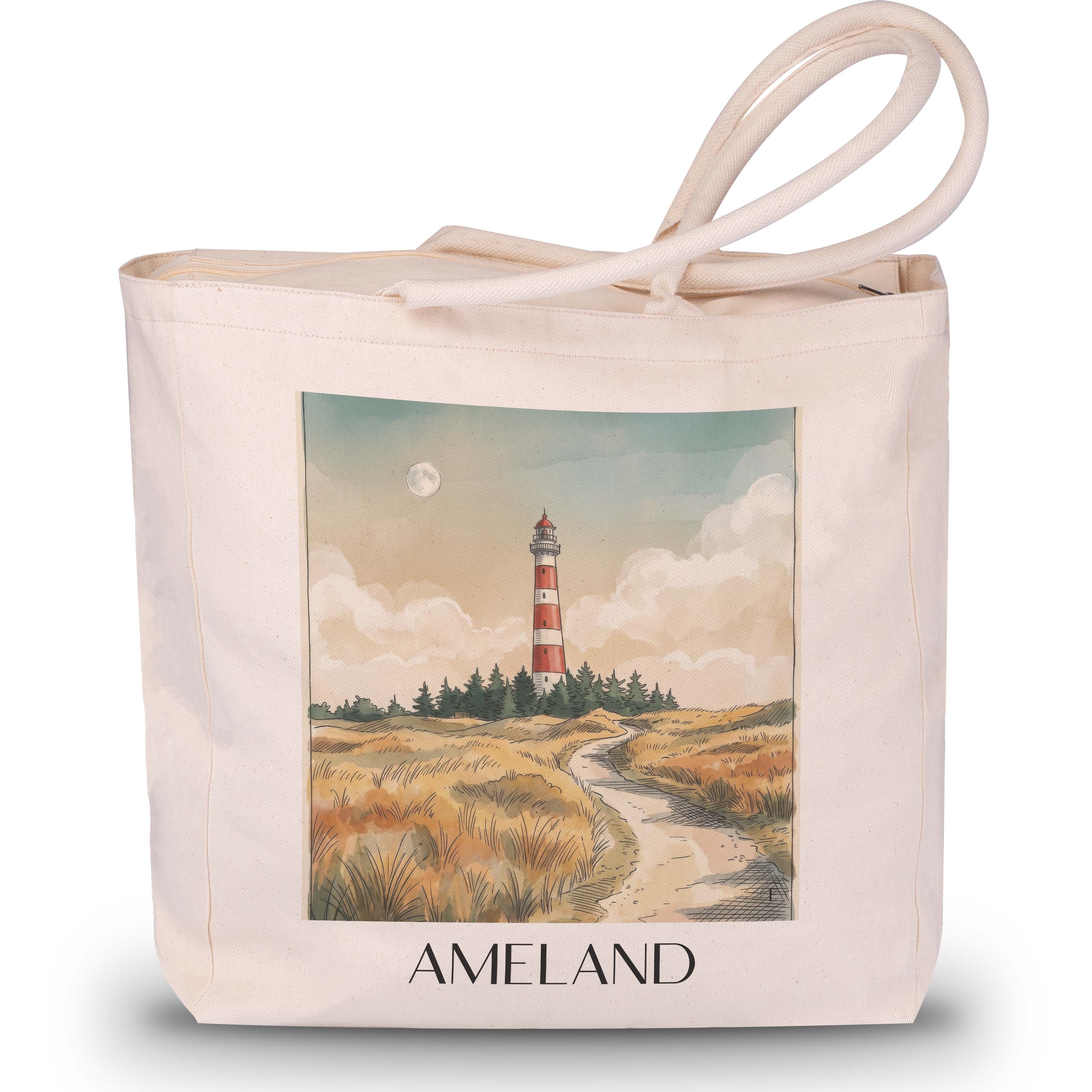 Ameland - Niederlande Tote Bag - Einkaufstasche im Aquarell Stil - favplace