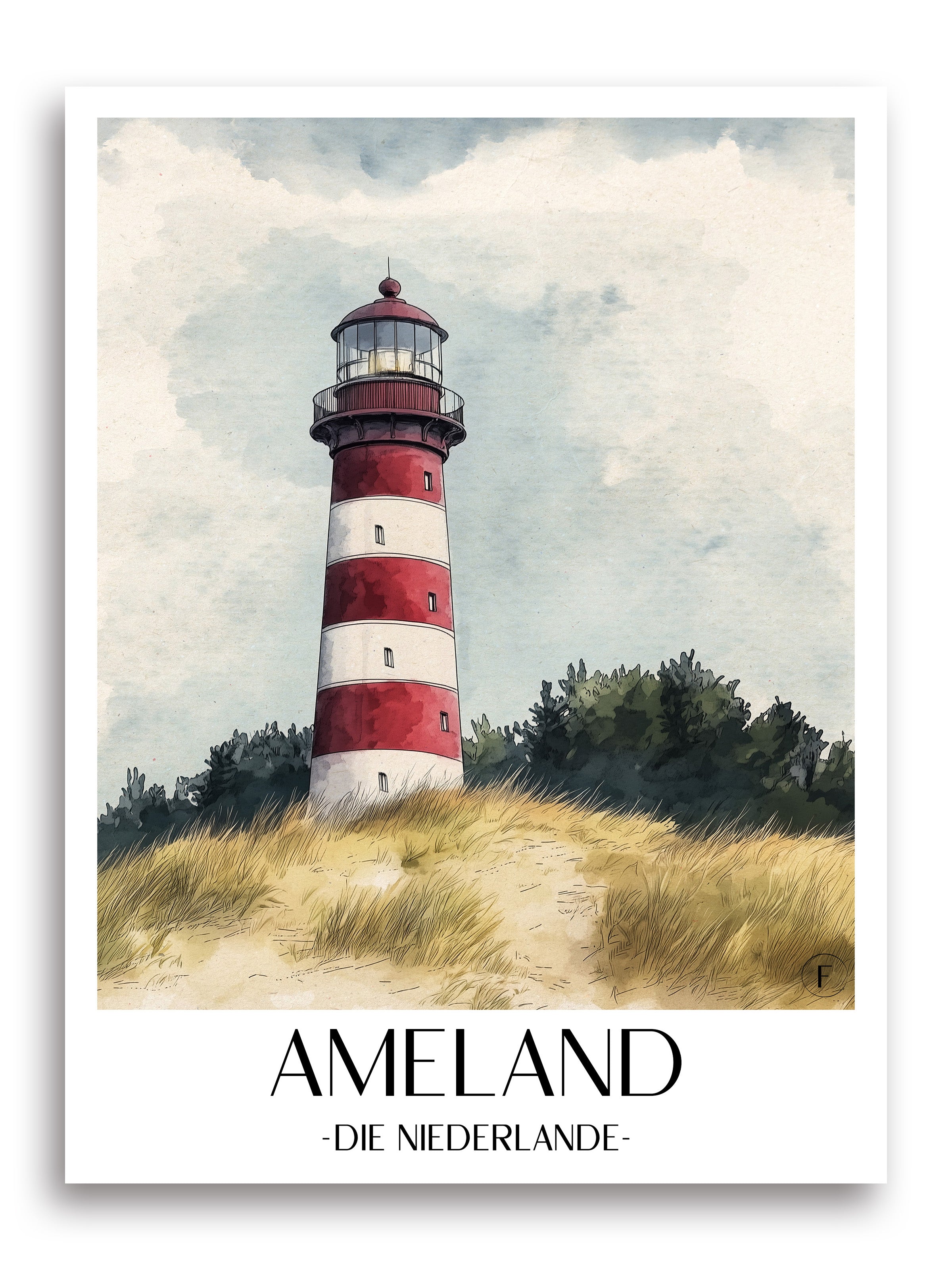 ameland-niederlande-poster-aquarell