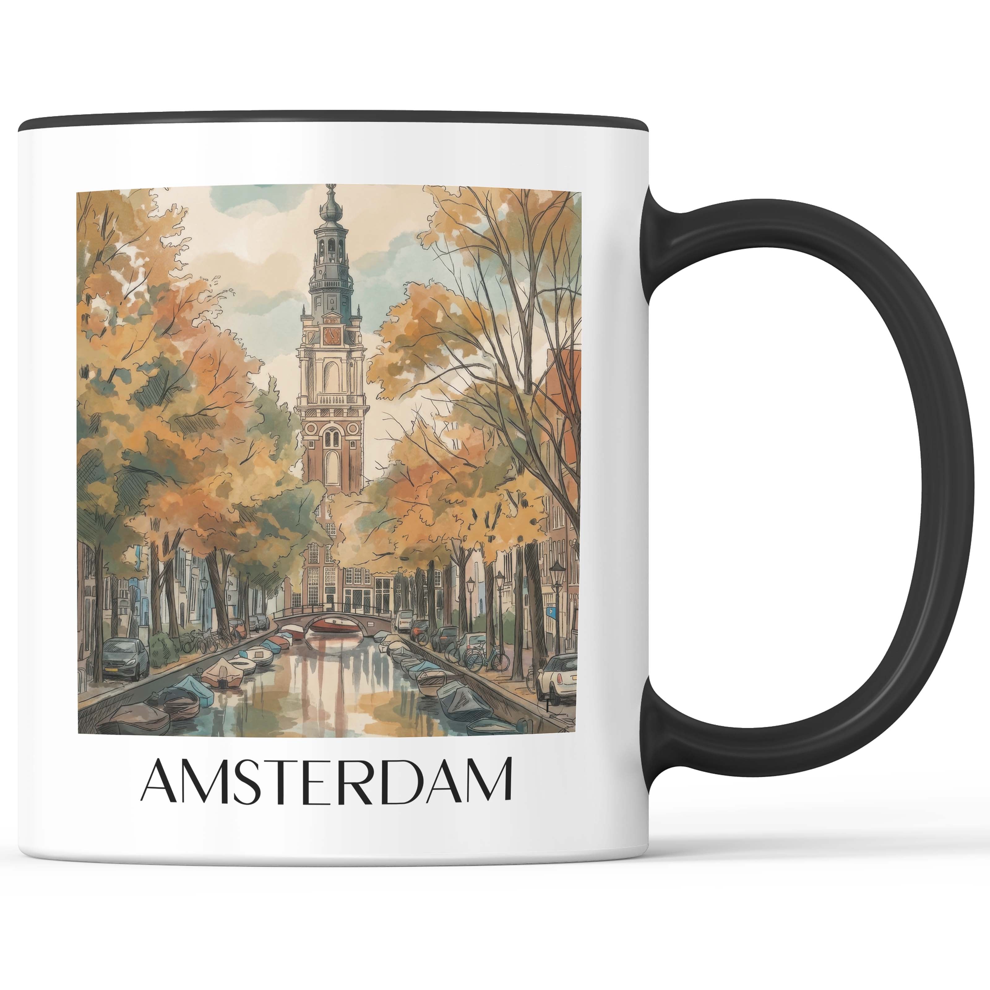 Amsterdam - Niederlande Becher - Kaffeetasse im Aquarell Stil - favplace