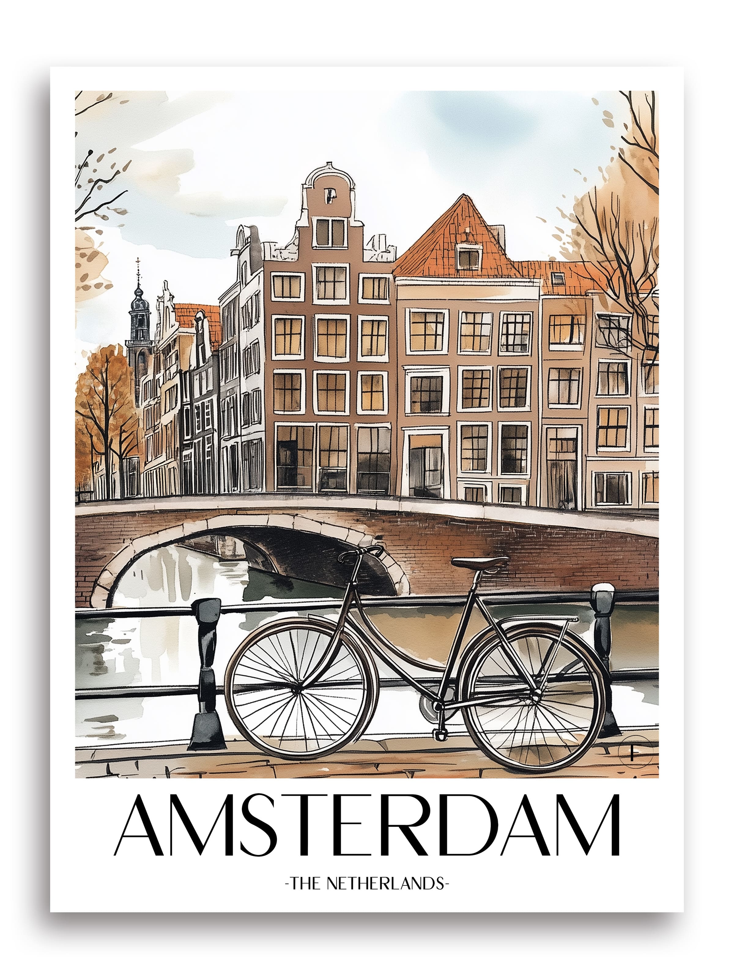 Amsterdam Poster - Niederlande Kunstdruck - Aquarell von A4 bis A1 - favplace