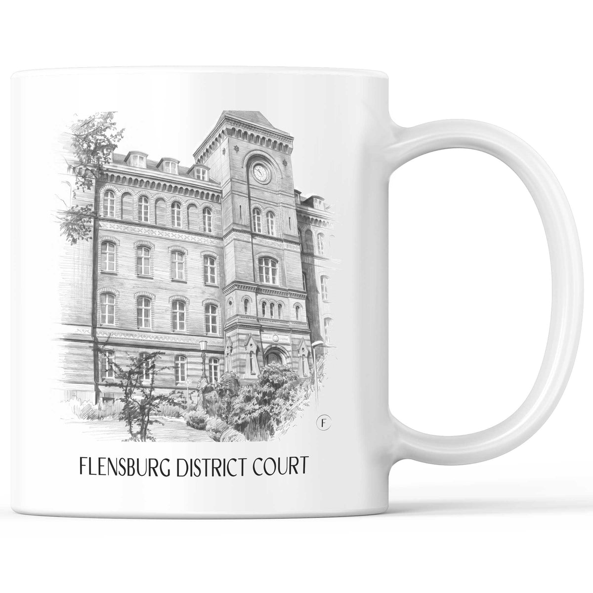 Amtsgericht Kaffeebecher - Flensburg - Deutschland Becher - Kaffeetasse im Zeichnung Stil