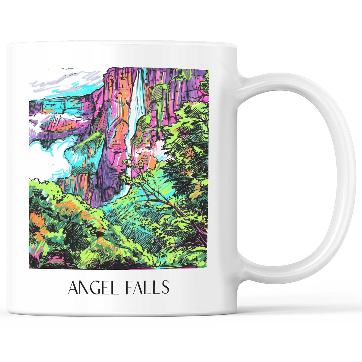 Angel Falls - Venezuela Becher - Kaffeetasse im Tag Graffiti Stil - favplace
