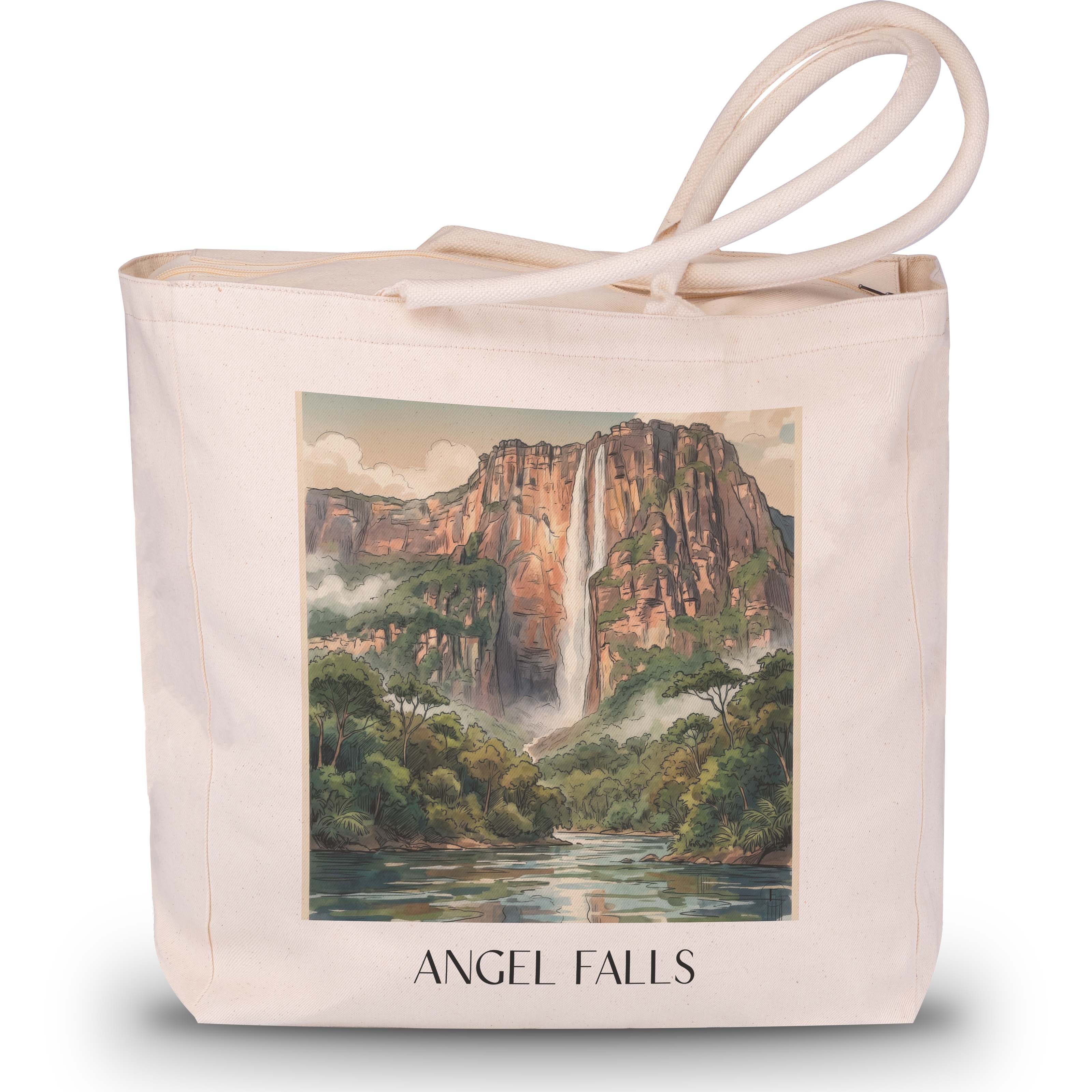 Angel Falls - Venezuela Tote Bag - Einkaufstasche im Aquarell Stil - favplace
