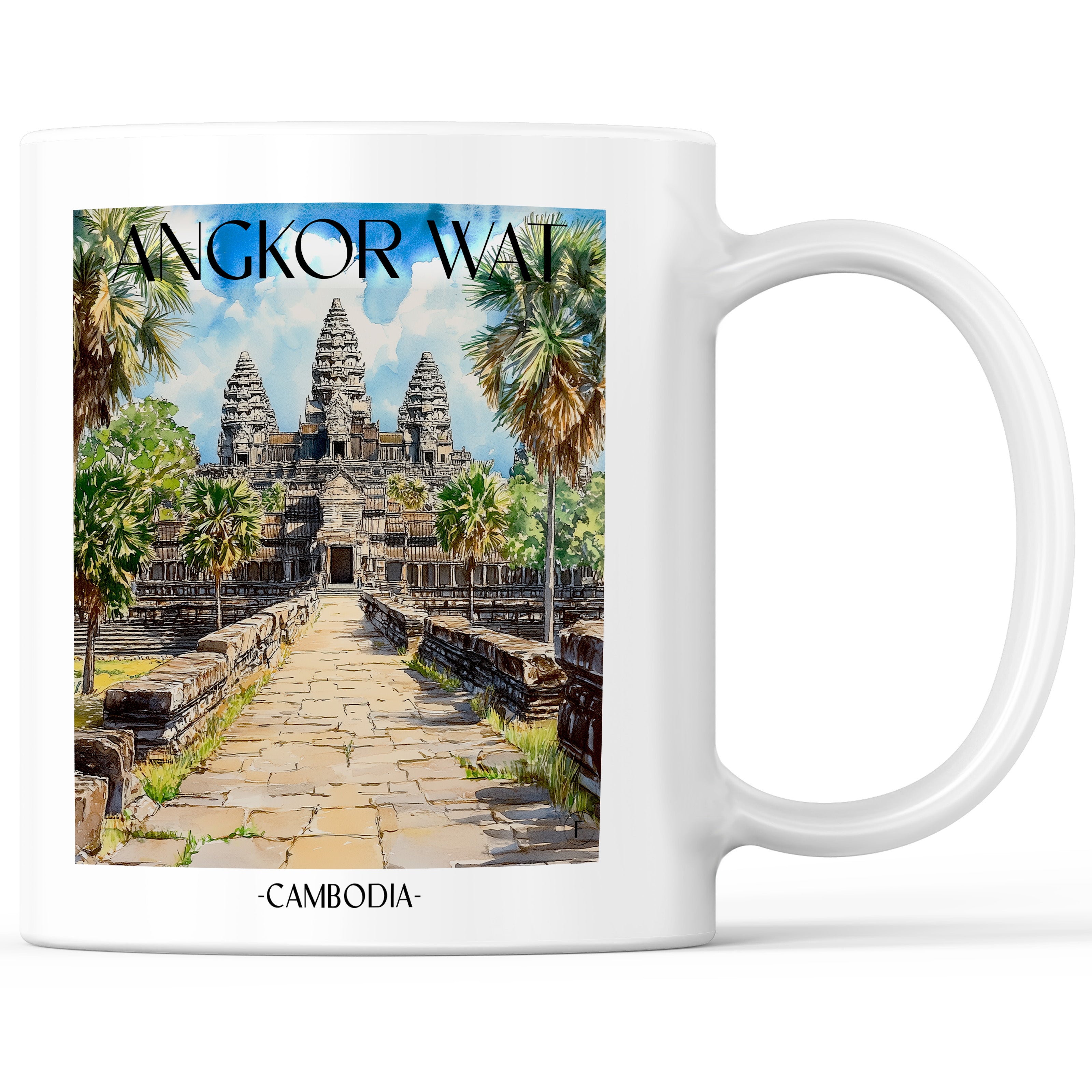Angkor Wat - Kambodscha Becher - Kaffeetasse im Aquarell Stil - favplace