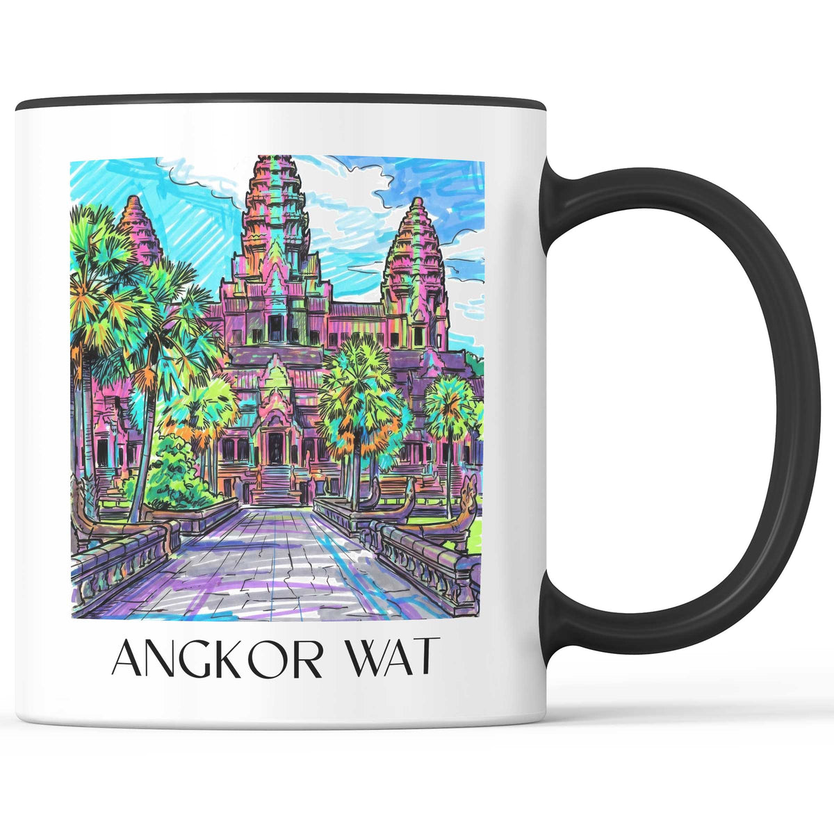 Angkor Wat - Kambodscha Becher - Kaffeetasse im Tag Graffiti Stil - favplace
