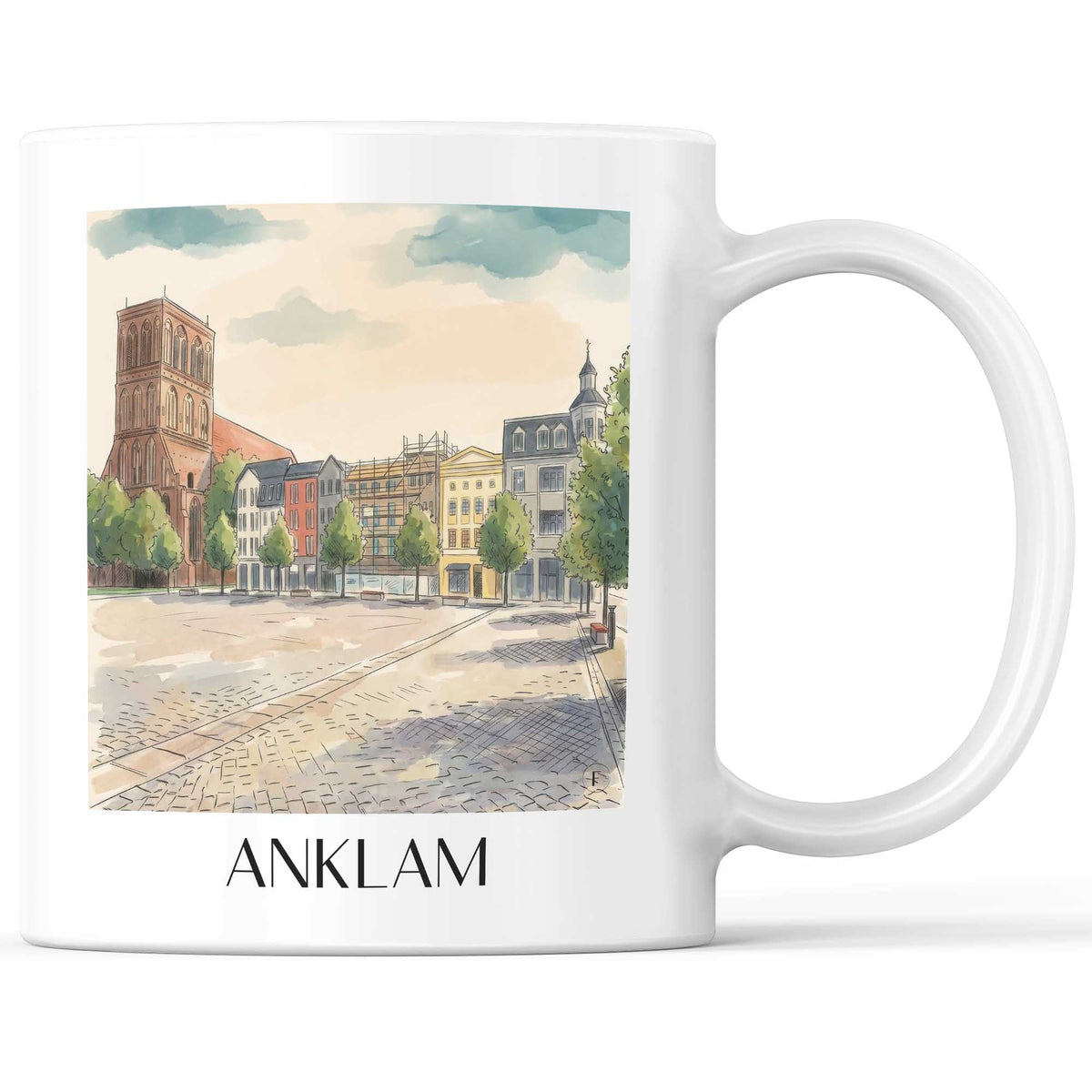 Anklam Kaffeebecher - Mecklenburg-Vorpommern - Deutschland Becher - Kaffeetasse im Aquarell Stil - favplace