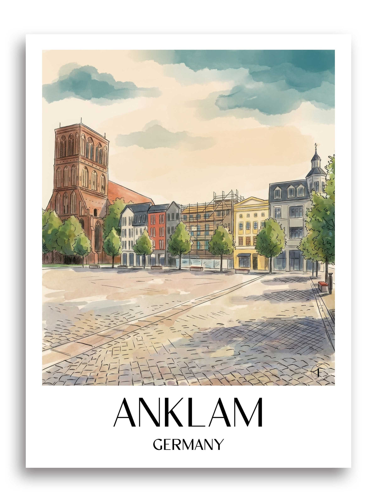 Anklam Poster - Mecklenburg-Vorpommern - Deutschland Kunstdruck - Aquarell von A4 bis A1 - favplace