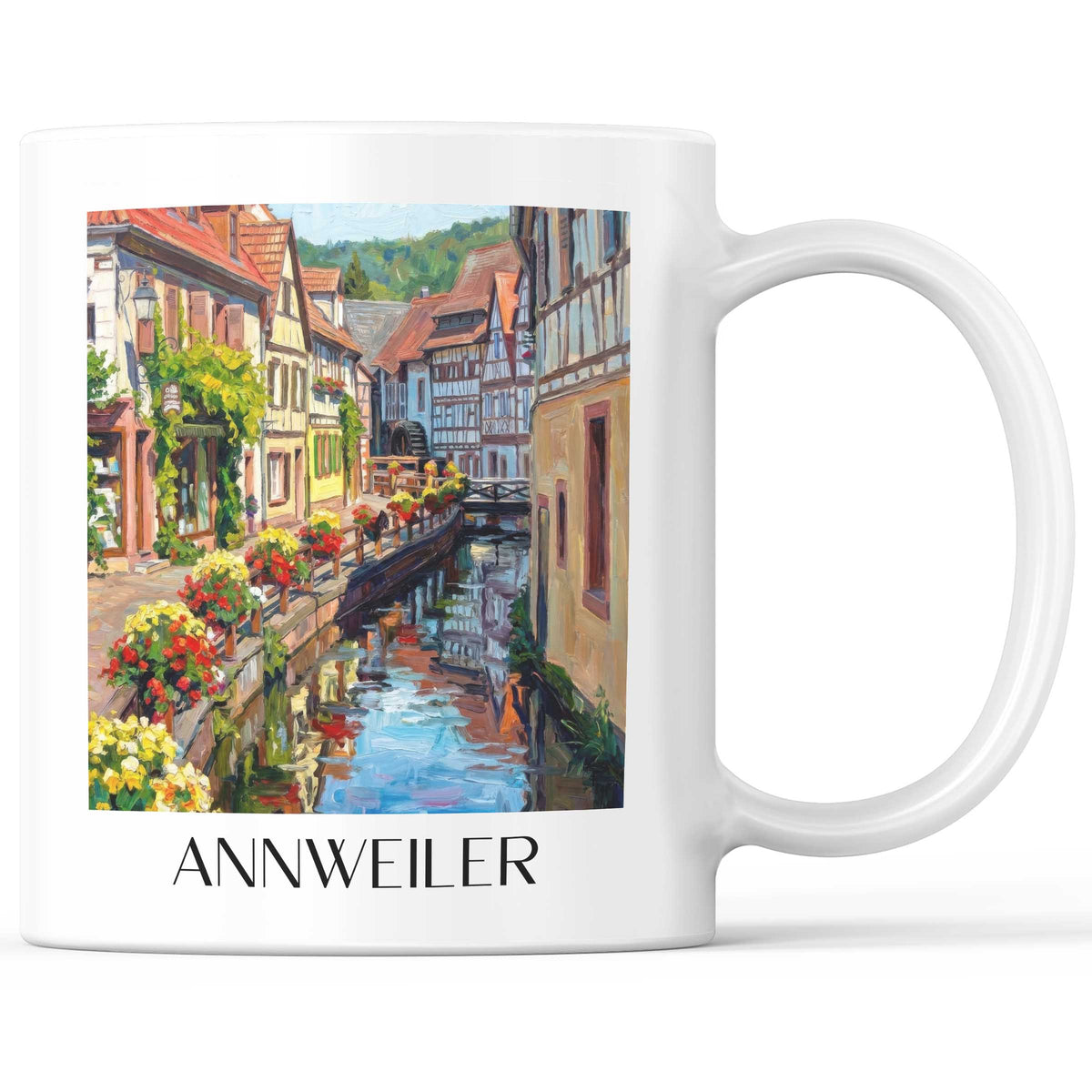 Annweiler Kaffeebecher - Pfälzerwald - Deutschland Becher - Kaffeetasse im Ölgemälde Stil - favplace