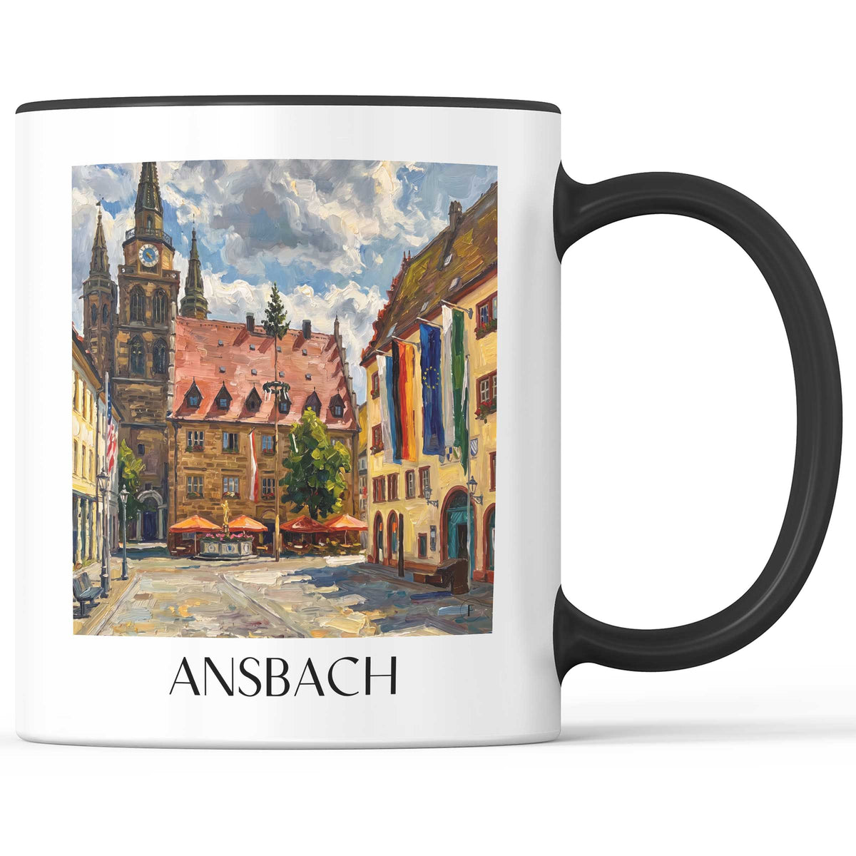 Ansbach Kaffeebecher - Mittelfranken - Deutschland Becher - Kaffeetasse im Ölgemälde Stil