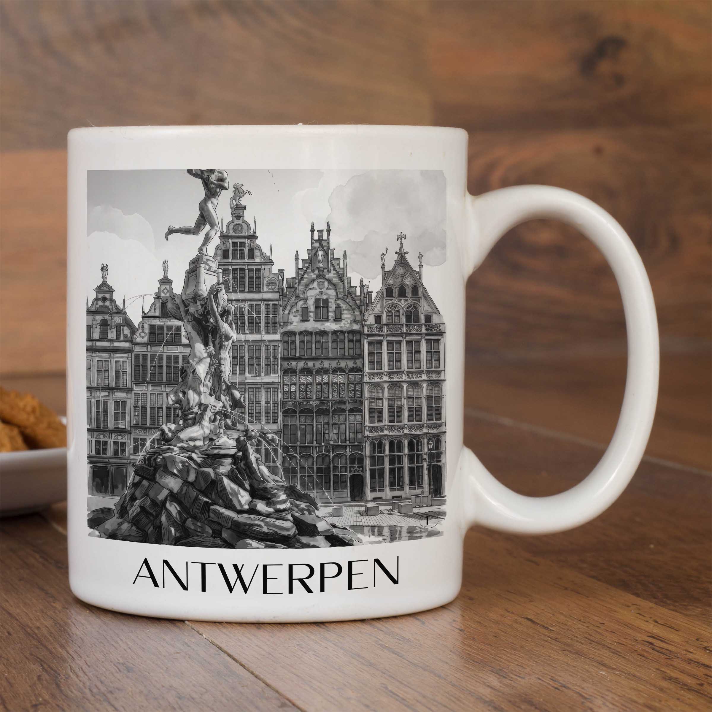 antwerpen-belgien-kaffeebecher-aquarell-schwarz-weiss