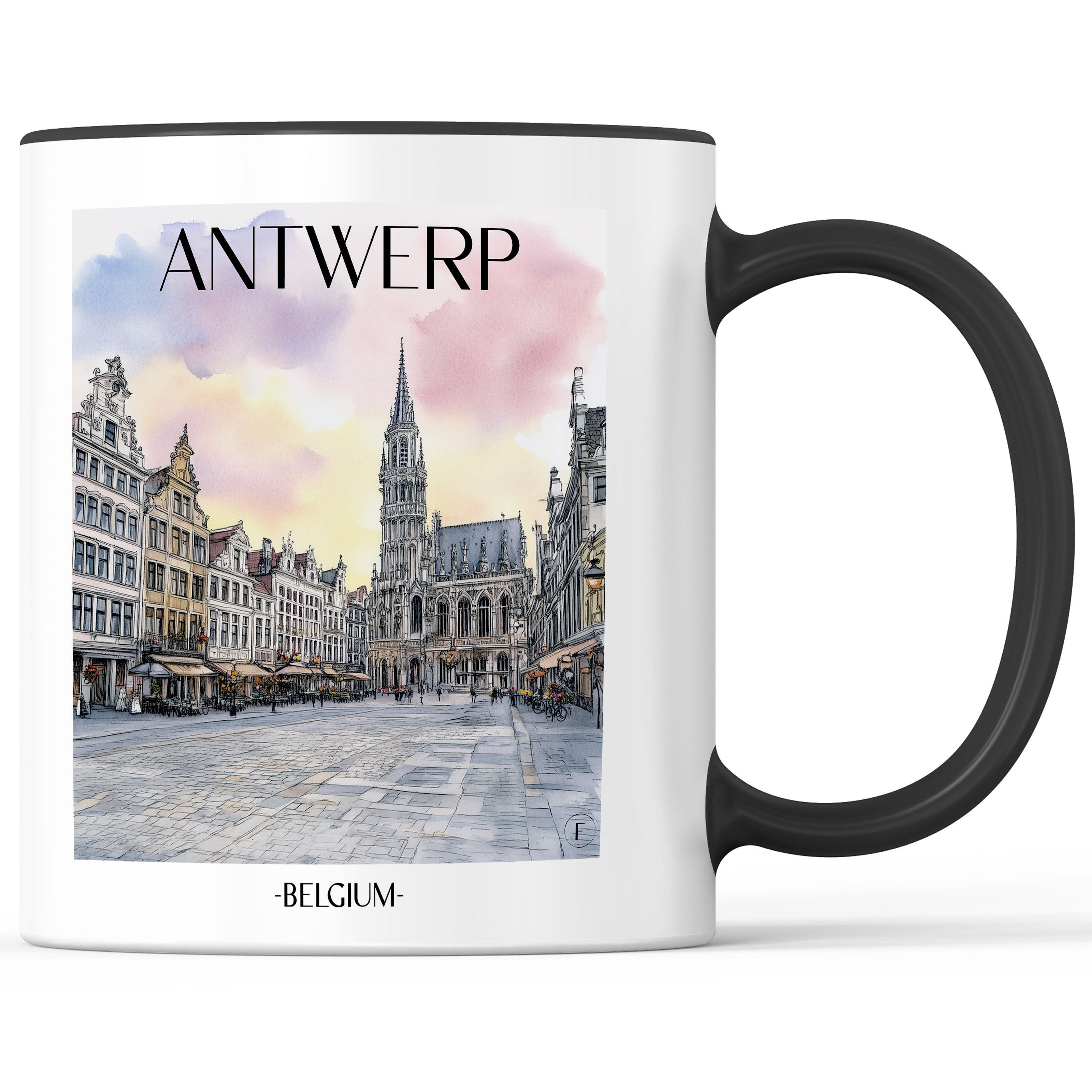 Antwerpen - Belgien Becher - Kaffeetasse im Aquarell Stil - favplace