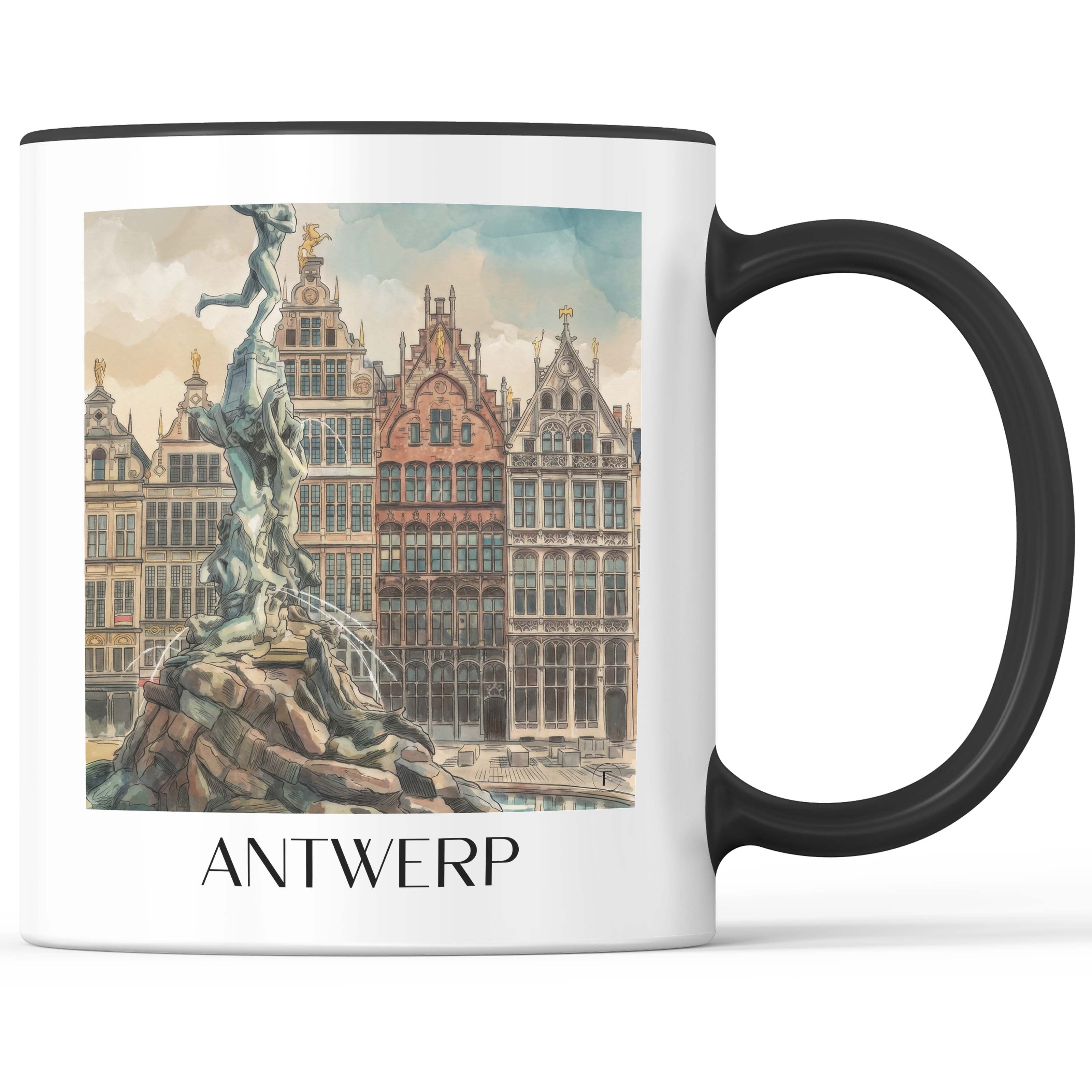 Antwerpen - Belgien Becher - Kaffeetasse im Aquarell Stil - favplace