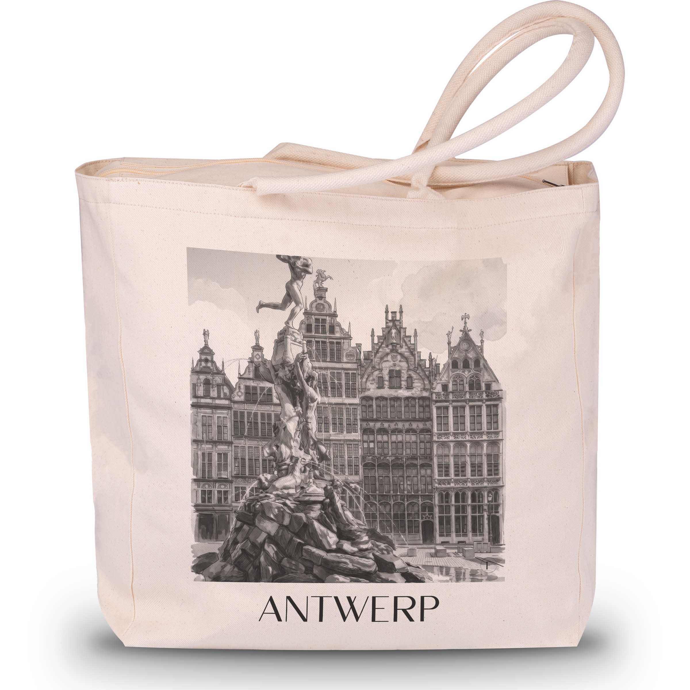 Antwerpen - Belgien Tote Bag - Einkaufstasche im Aquarell Schwarz-Weiß Stil - favplace