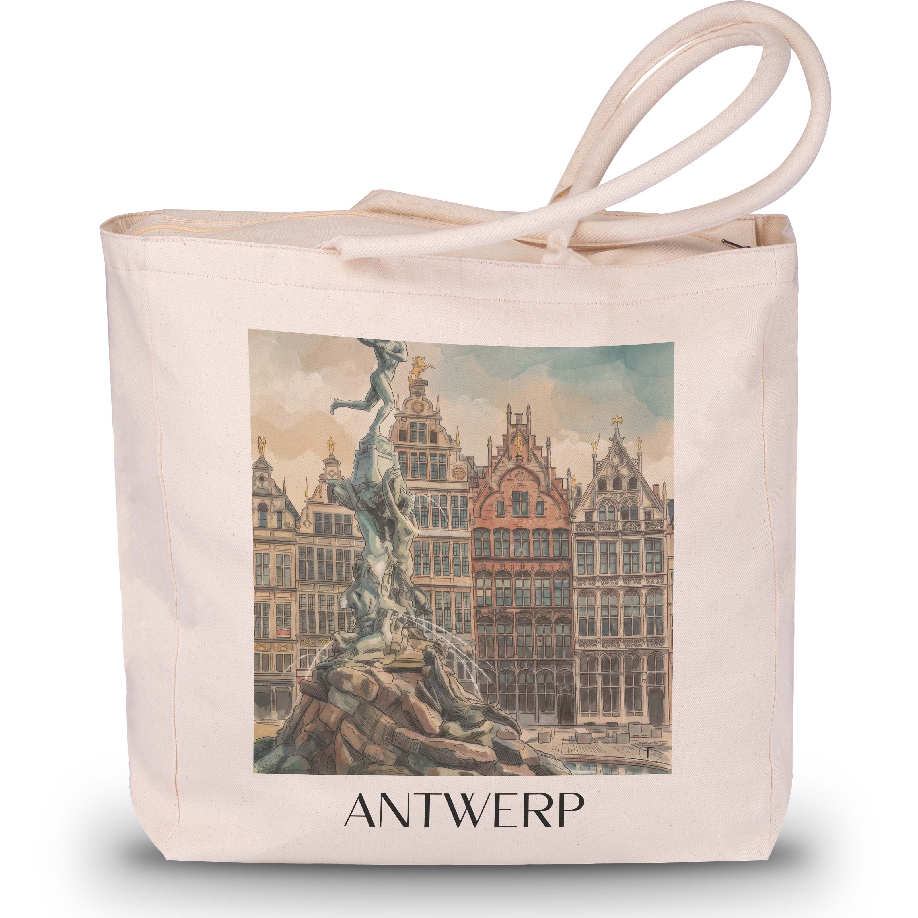 Antwerpen - Belgien Tote Bag - Einkaufstasche im Aquarell Stil - favplace