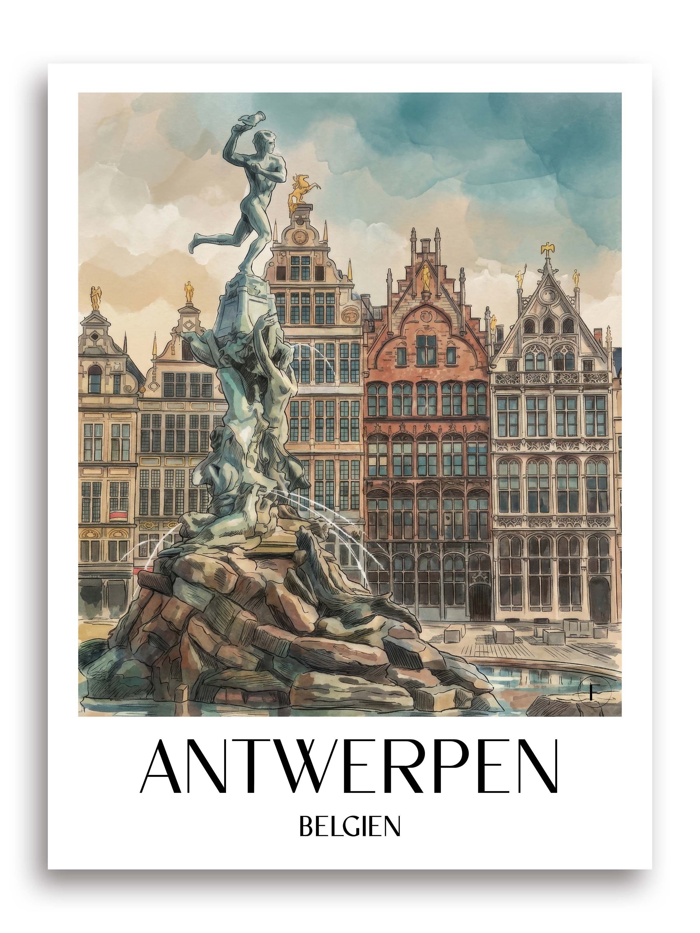 antwerpen-belgien-poster-aquarell