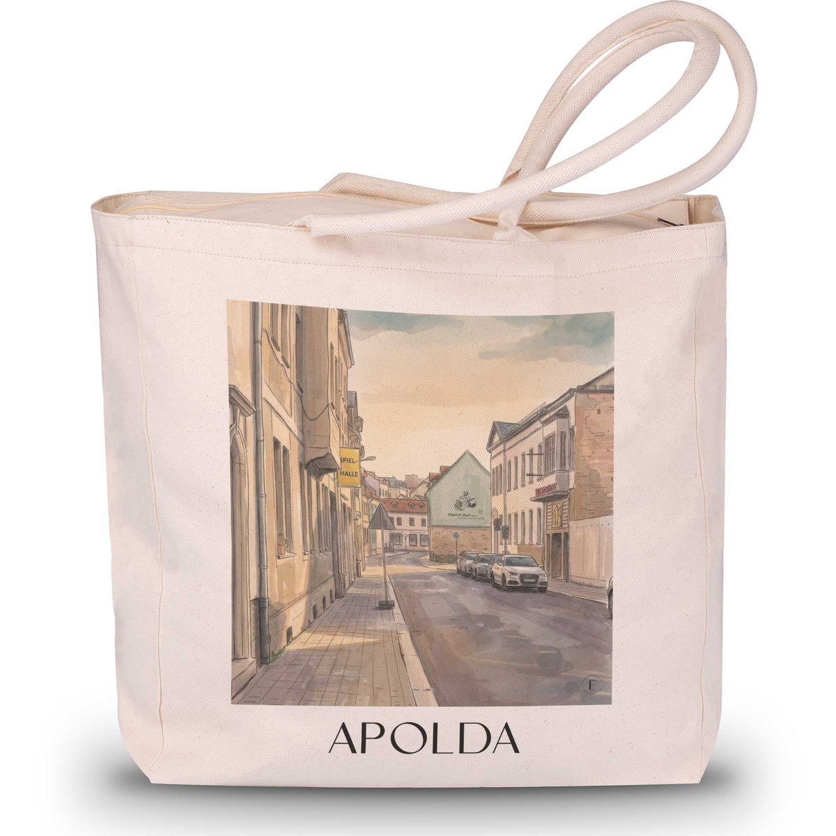 Apolda Shopping Tasche - Ilmtal - Deutschland Tote Bag - Einkaufstasche im Aquarell Stil - favplace
