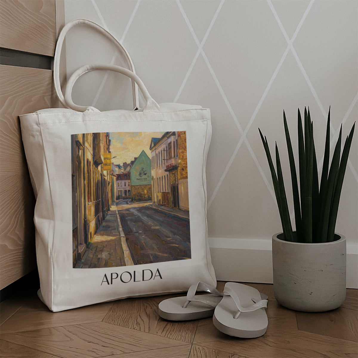 apolda-ilmtal-deutschland-einkaufstasche-oil-painting-oelgemaelde
