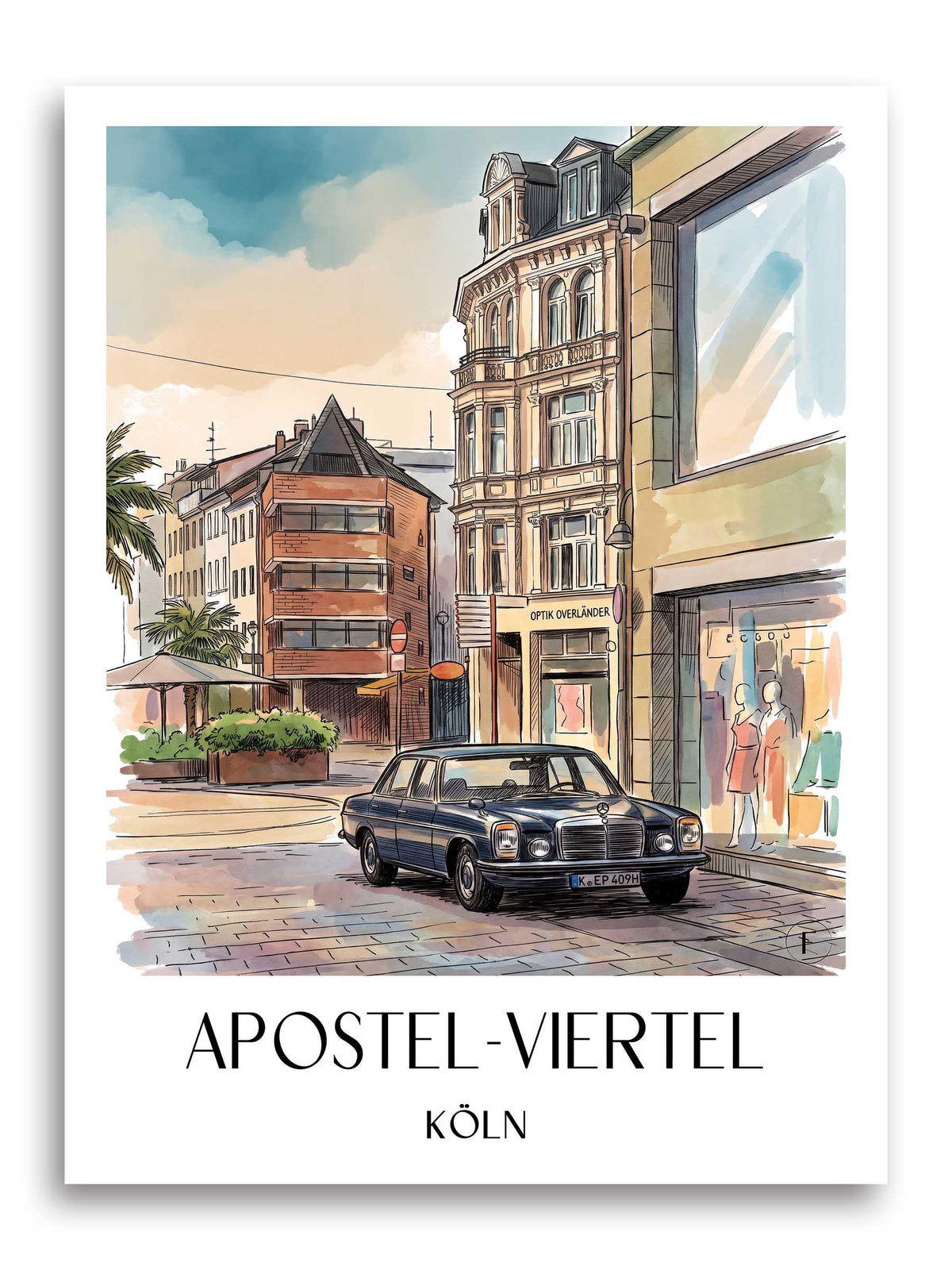 apostel-viertel-köln-deutschland-poster-aquarell