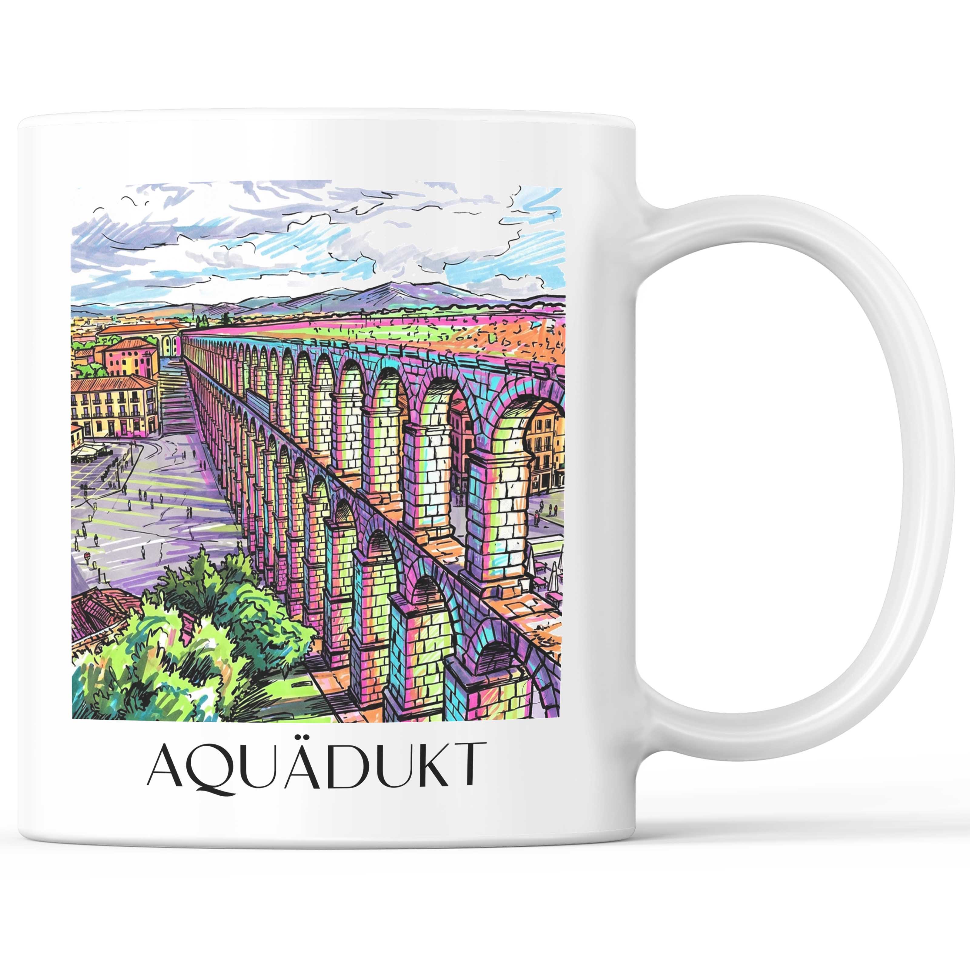 Aquädukt Kaffeebecher - Segovia - Spanien Becher - Kaffeetasse im Tag Graffiti Stil - favplace