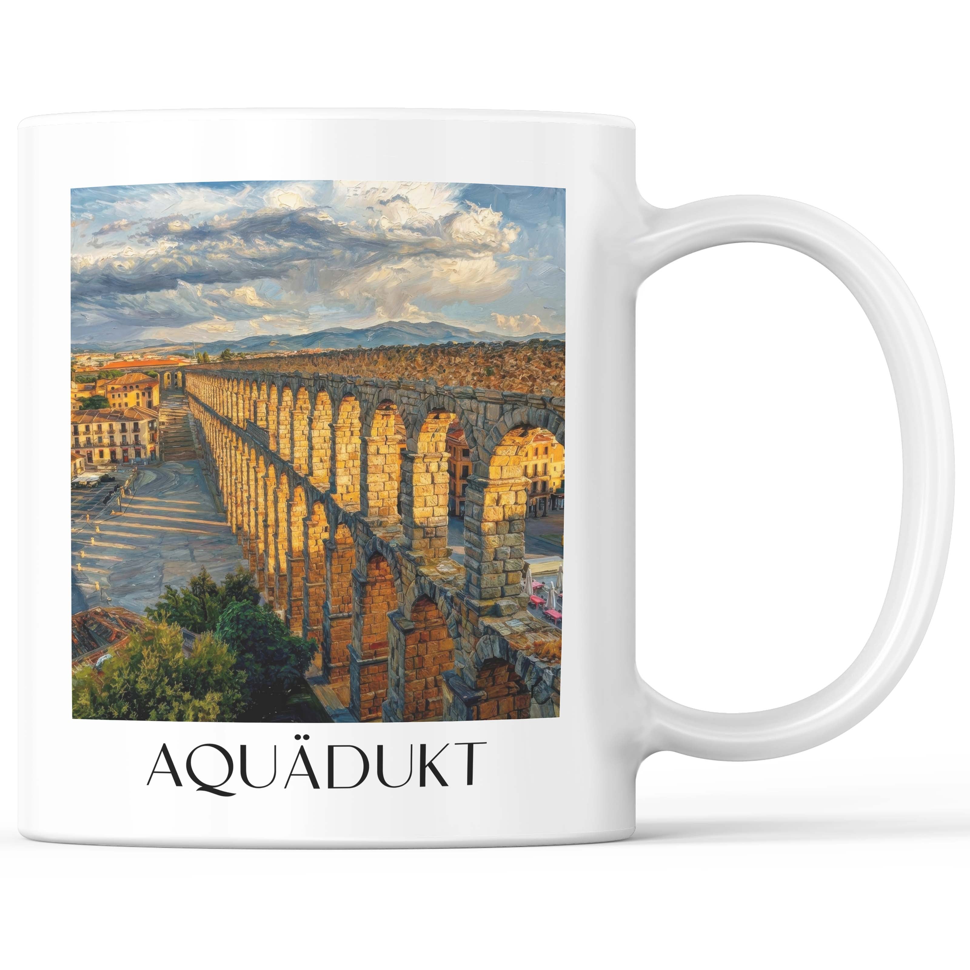 Aquädukt Kaffeebecher - Segovia - Spanien Becher - Kaffeetasse im Ölgemälde Stil - favplace