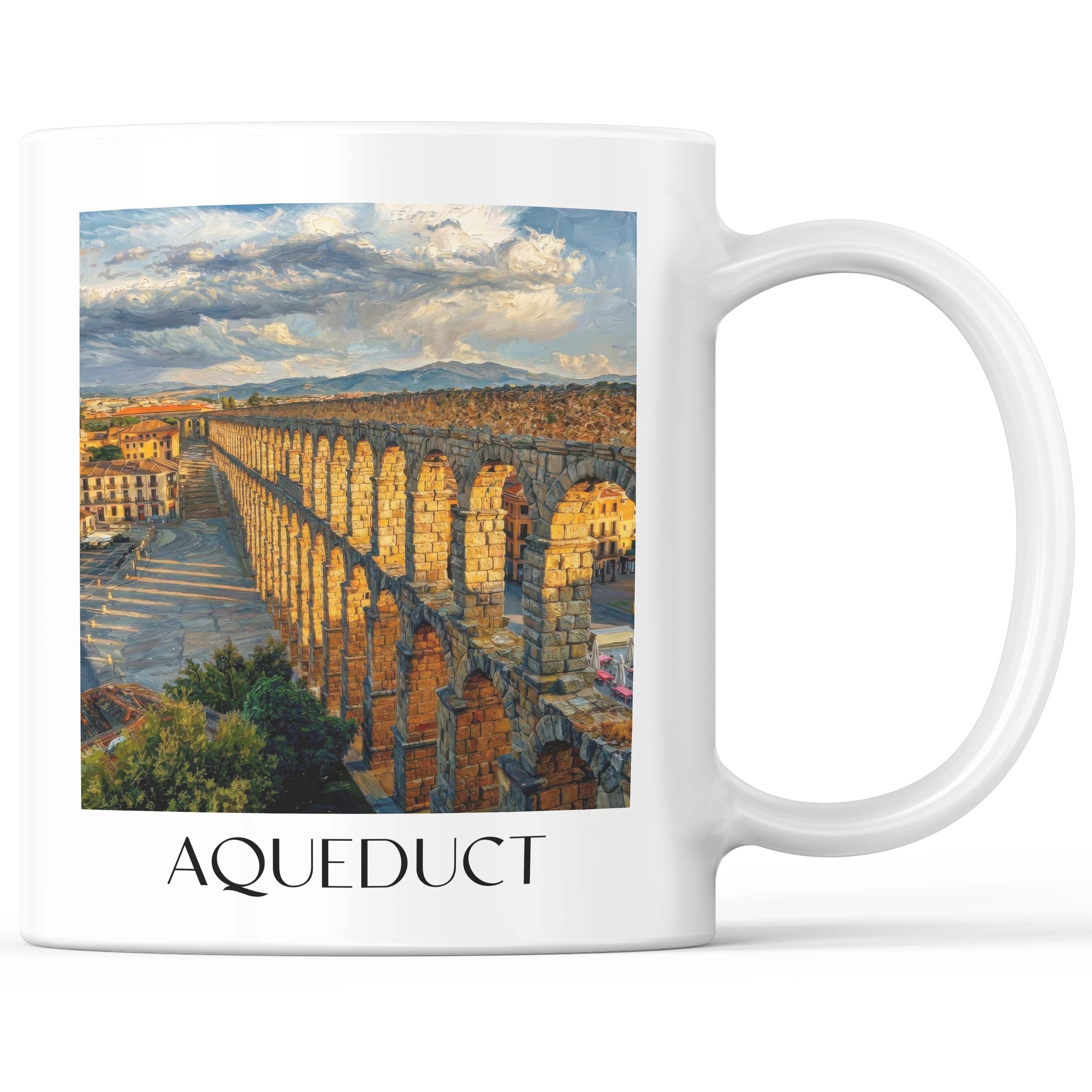 Aquädukt Kaffeebecher - Segovia - Spanien Becher - Kaffeetasse im Ölgemälde Stil - favplace