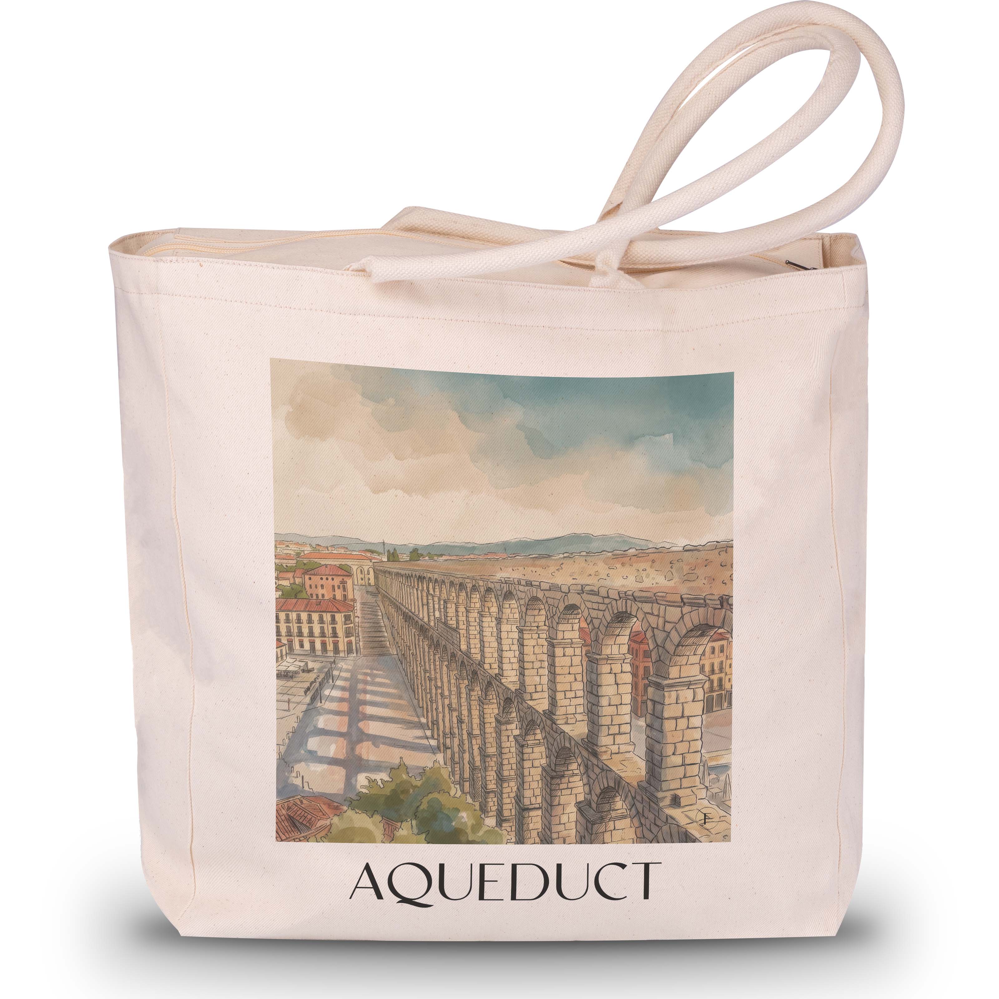 Aquädukt Shopping Tasche - Segovia - Spanien Tote Bag - Einkaufstasche im Aquarell Stil - favplace