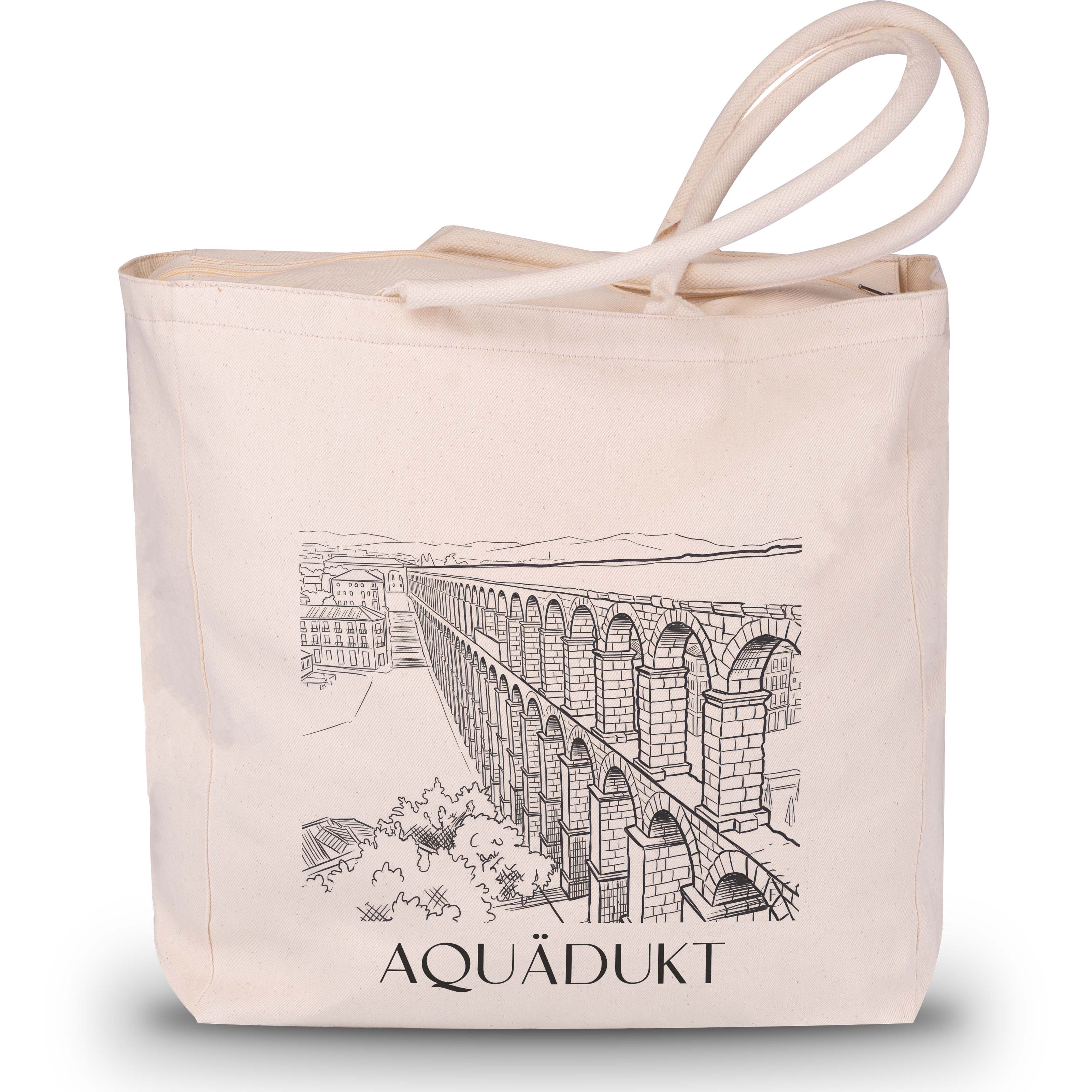 aquädukt-segovia-spanien-einkaufstasche-skizze