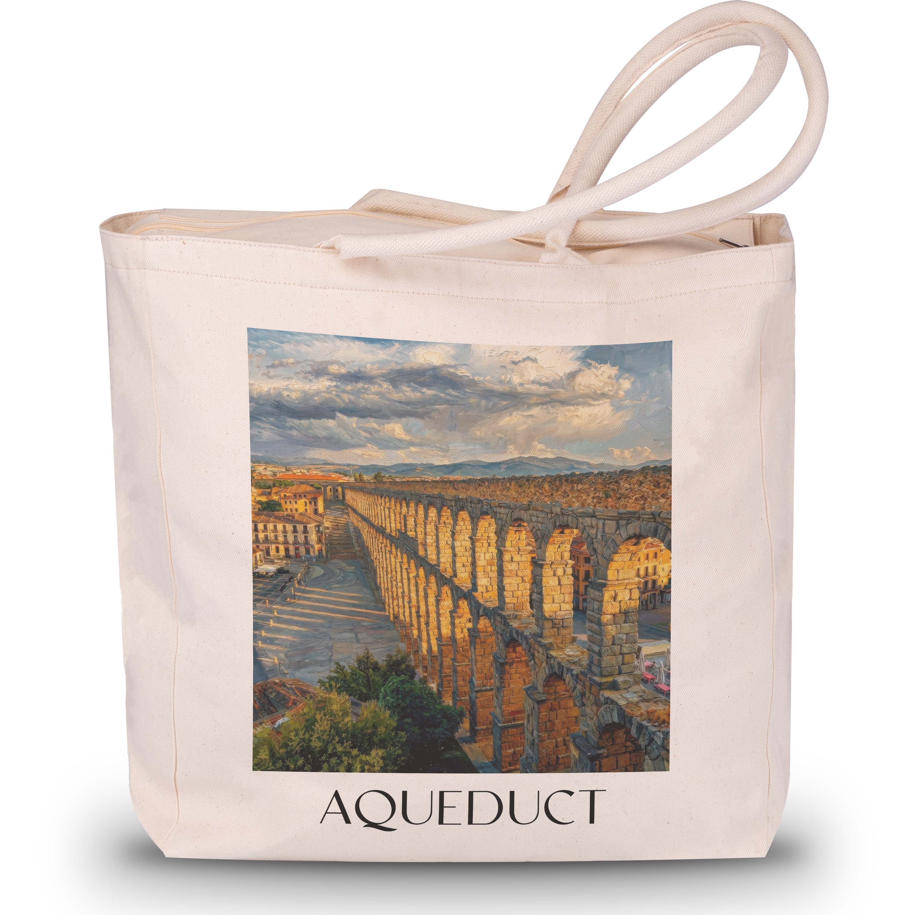 Aquädukt Shopping Tasche - Segovia - Spanien Tote Bag - Einkaufstasche im Ölgemälde Stil - favplace