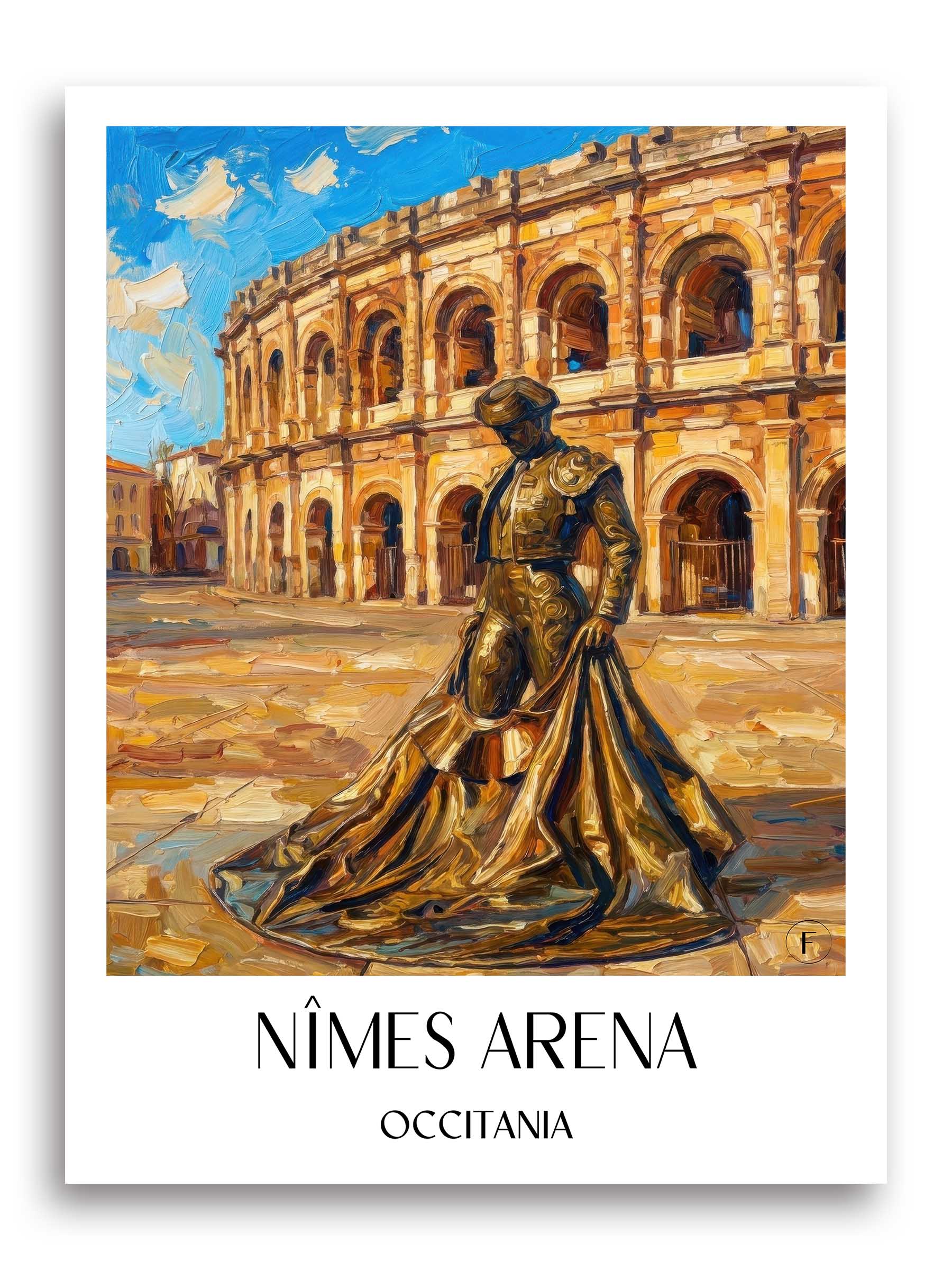 Arènes de Nîmes Poster - Okzitanien - Frankreich Kunstdruck - Ölgemälde von A4 bis A1 - favplace