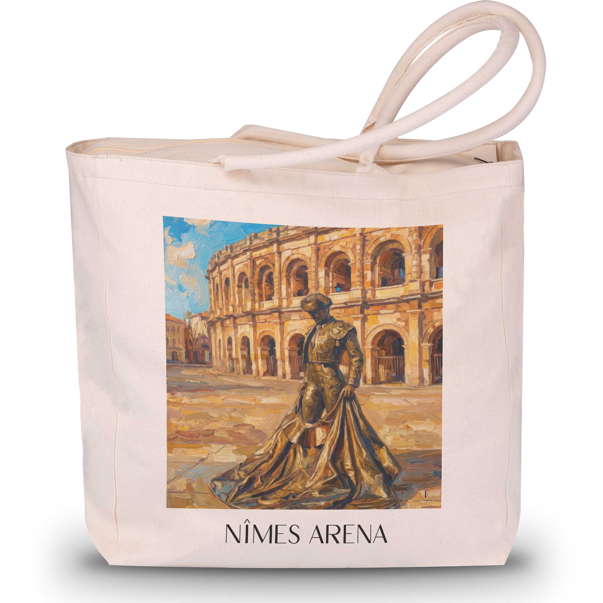 Arènes de Nîmes Shopping Tasche - Okzitanien - Frankreich Tote Bag - Einkaufstasche im Ölgemälde Stil - favplace
