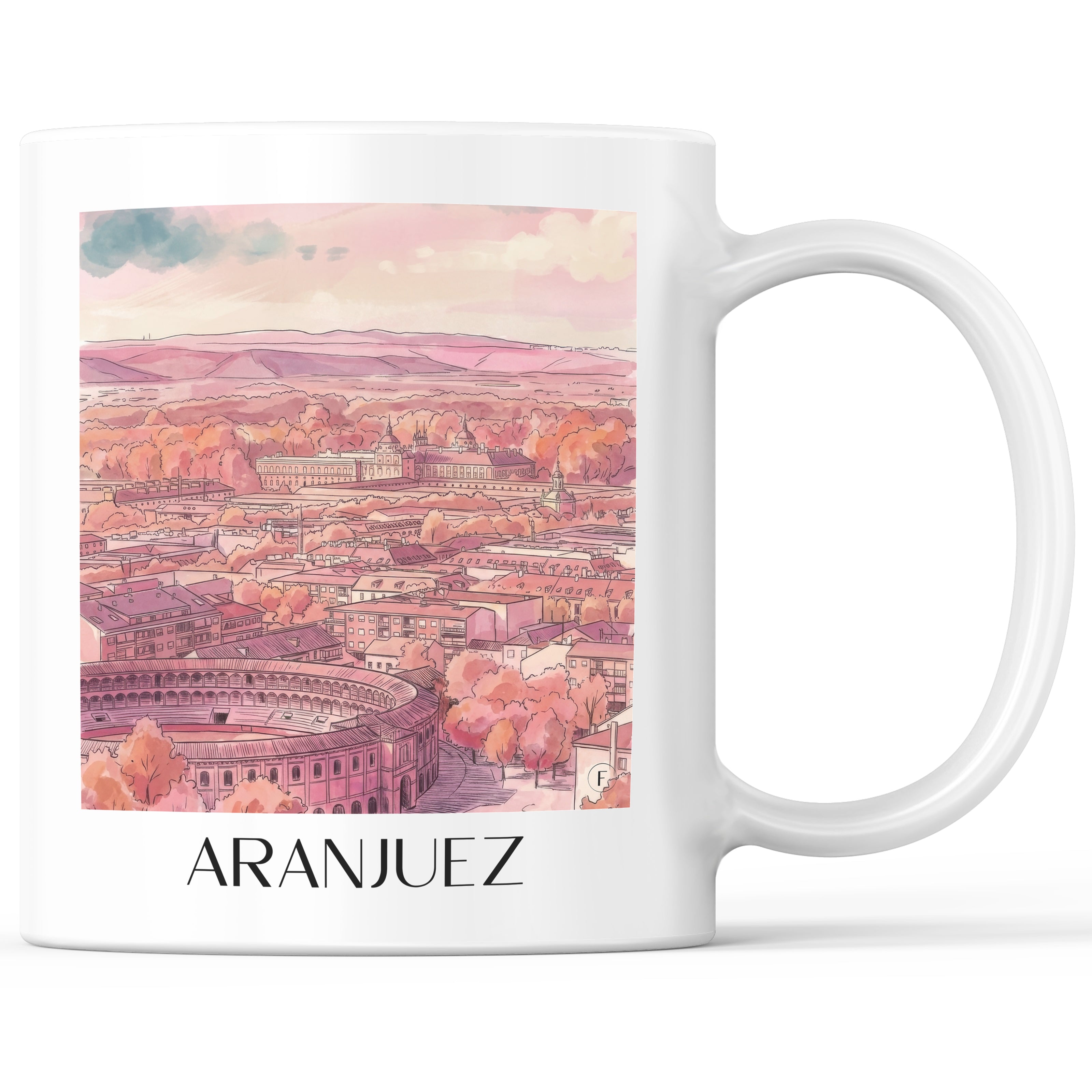 Aranjuez Kaffeebecher - Spanien - Spanien Becher - Kaffeetasse im Aquarell Pink Stil - favplace