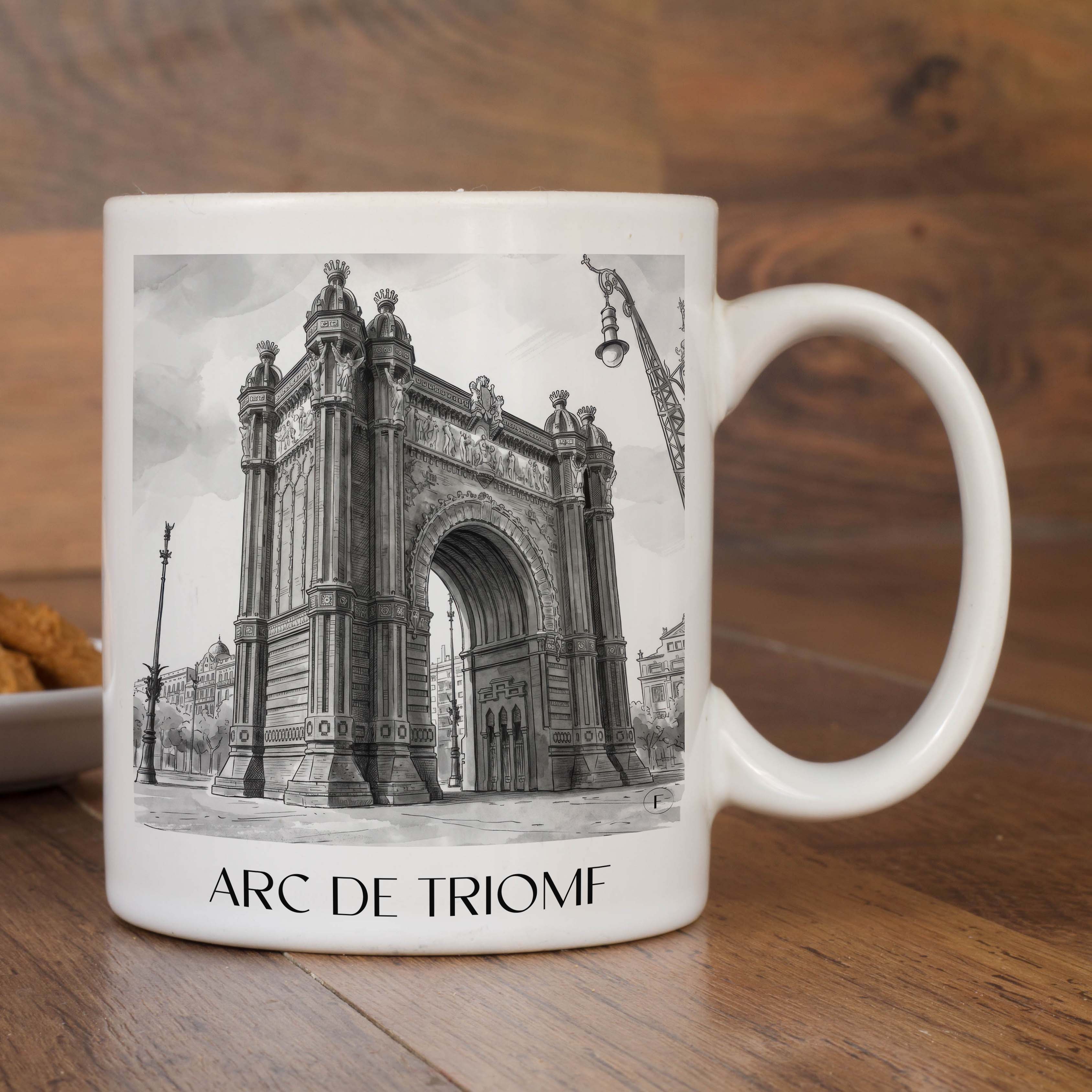 arc-de-triomf-barcelona-spanien-kaffeebecher-aquarell-schwarz-weiss