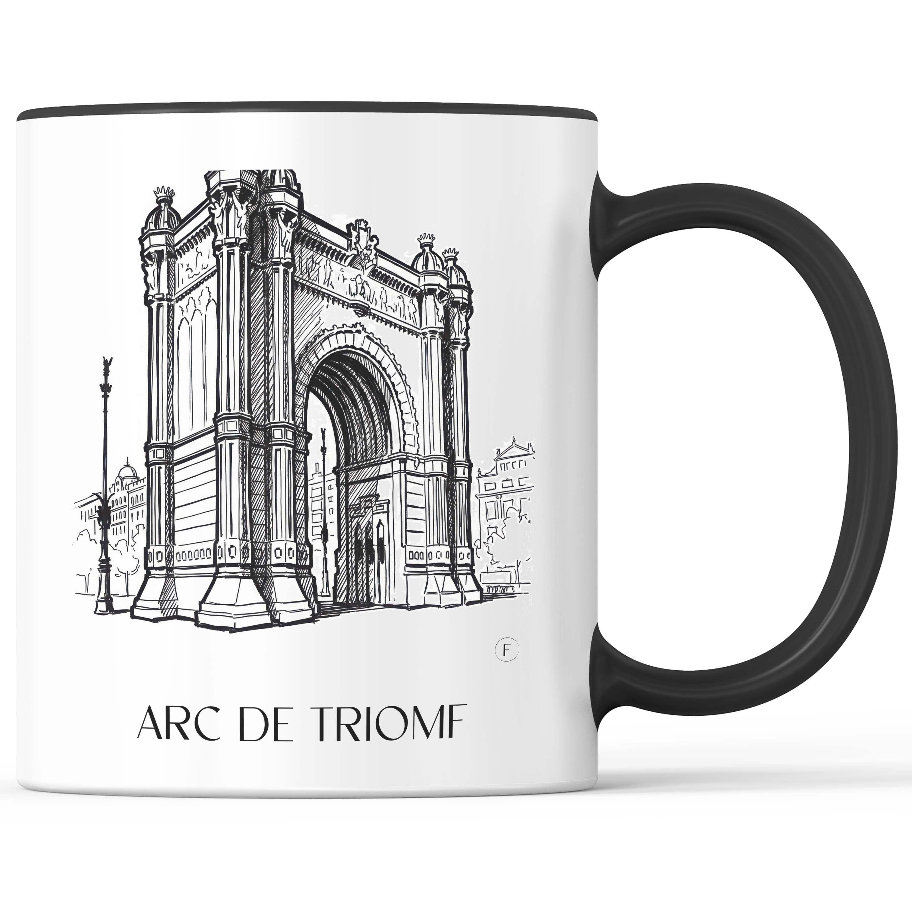 arc-de-triomf-barcelona-spanien-kaffeebecher-skizze