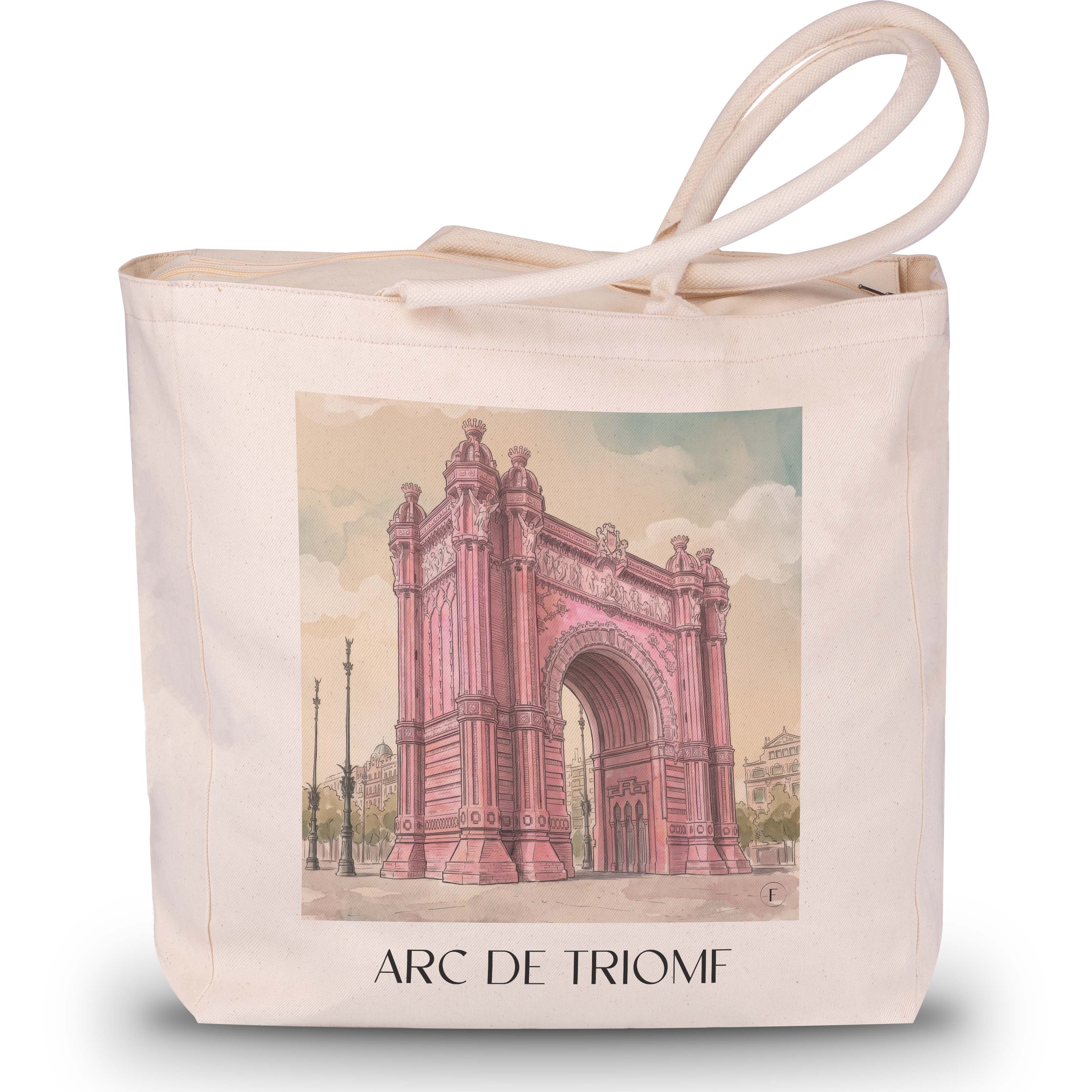 Arc de Triomf Shopping Tasche - Barcelona - Spanien Tote Bag - Einkaufstasche im Aquarell Pink Stil - favplace