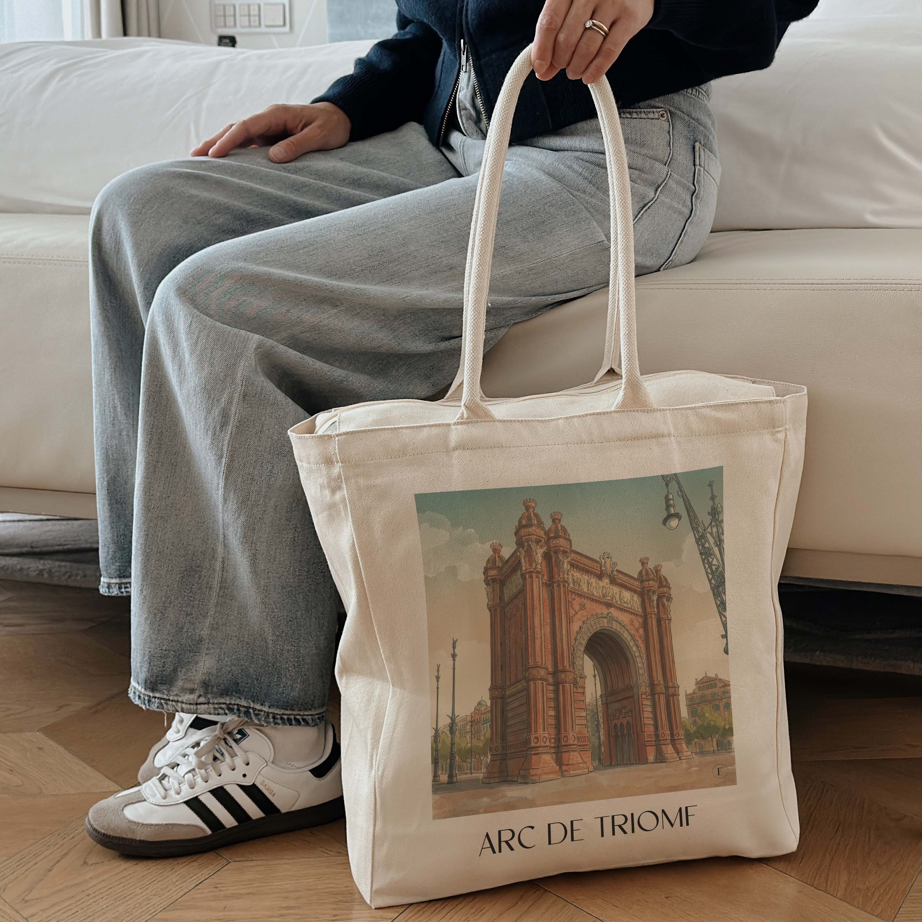 arc-de-triomf-barcelona-spanien-einkaufstasche-aquarell