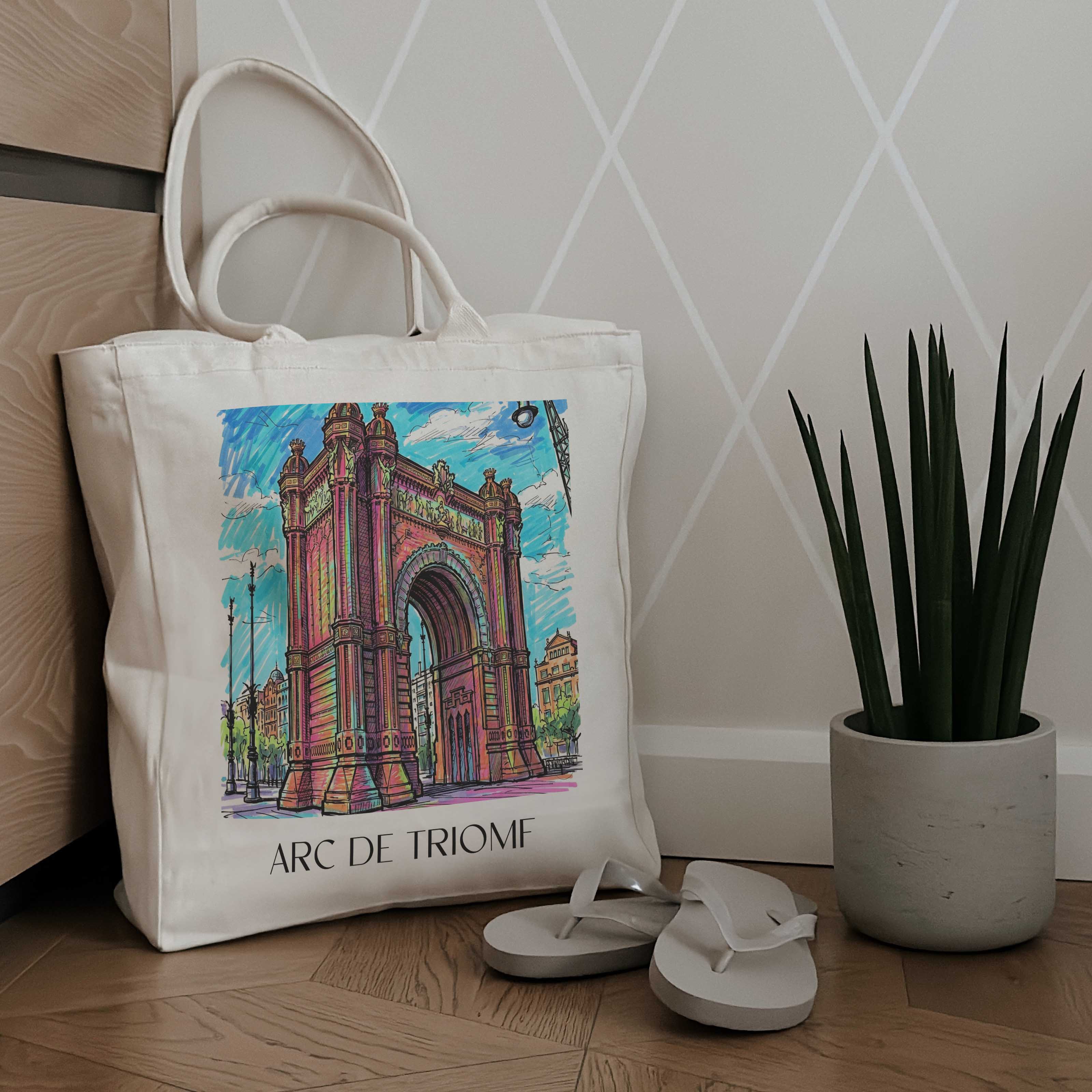 arc-de-triomf-barcelona-spanien-einkaufstasche-graffiti