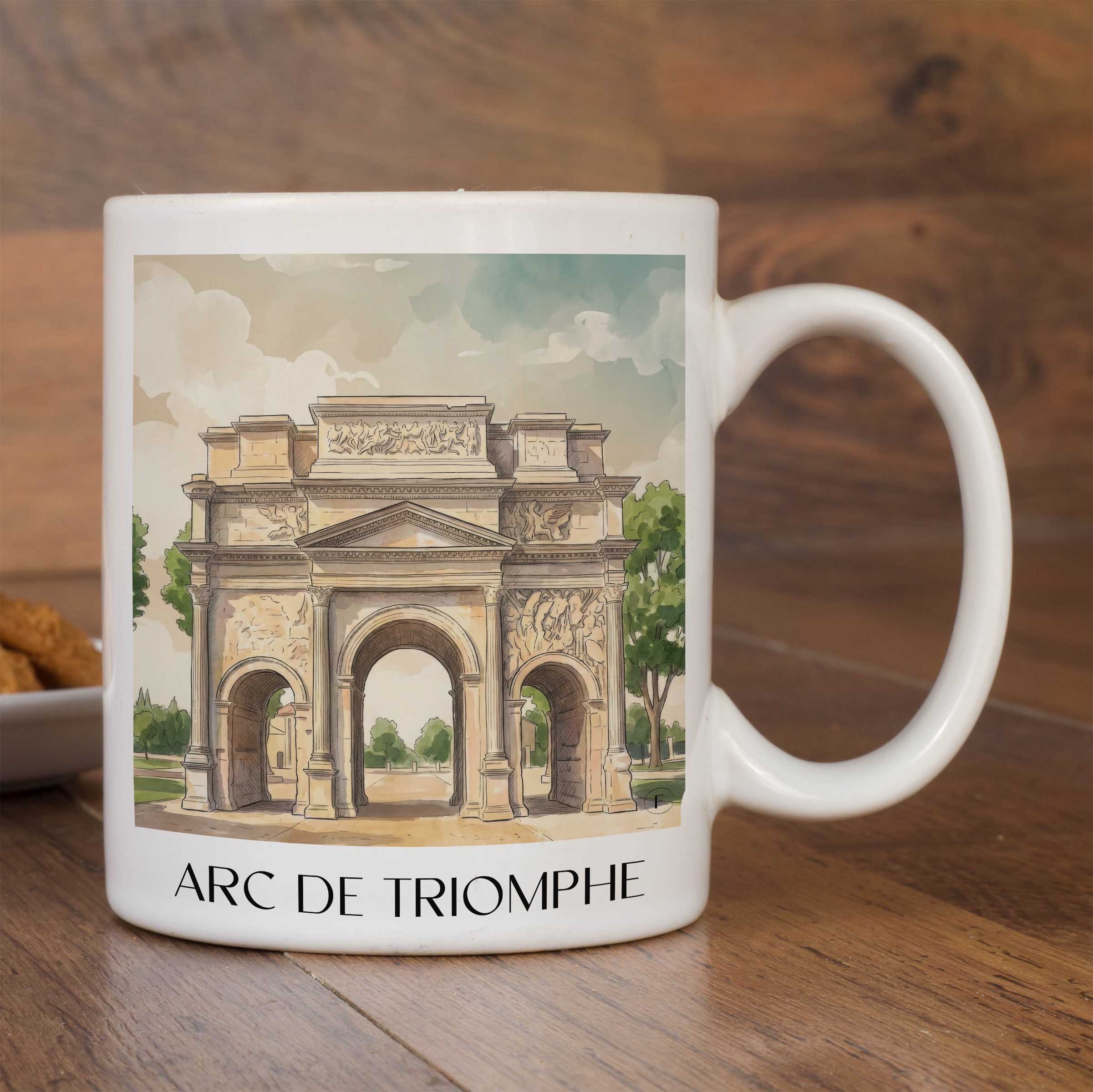 arc-de-triomphe-orange-frankreich-kaffeebecher-aquarell