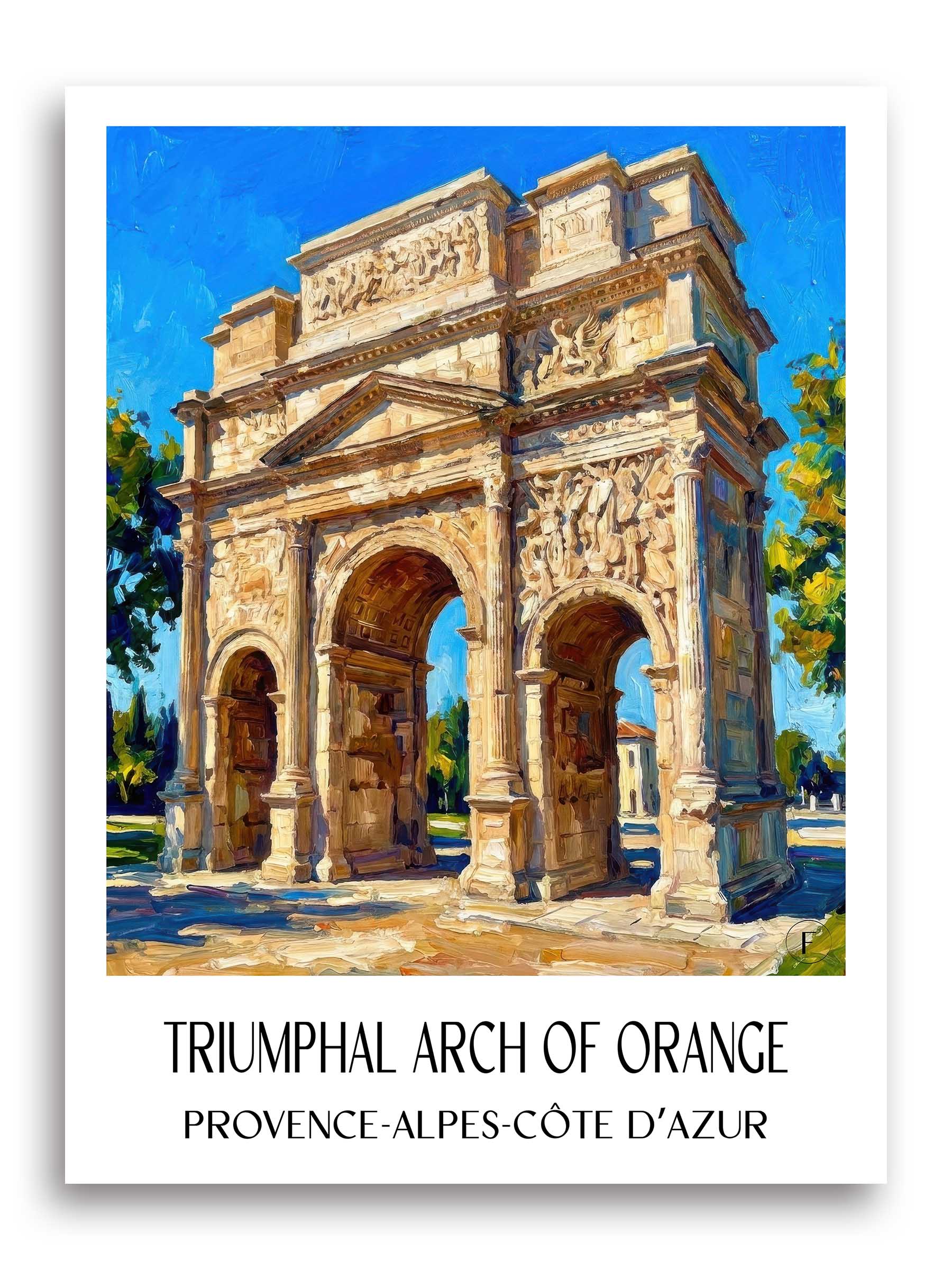 Arc de Triomphe Poster - Orange - Frankreich Kunstdruck - Ölgemälde von A4 bis A1 - favplace