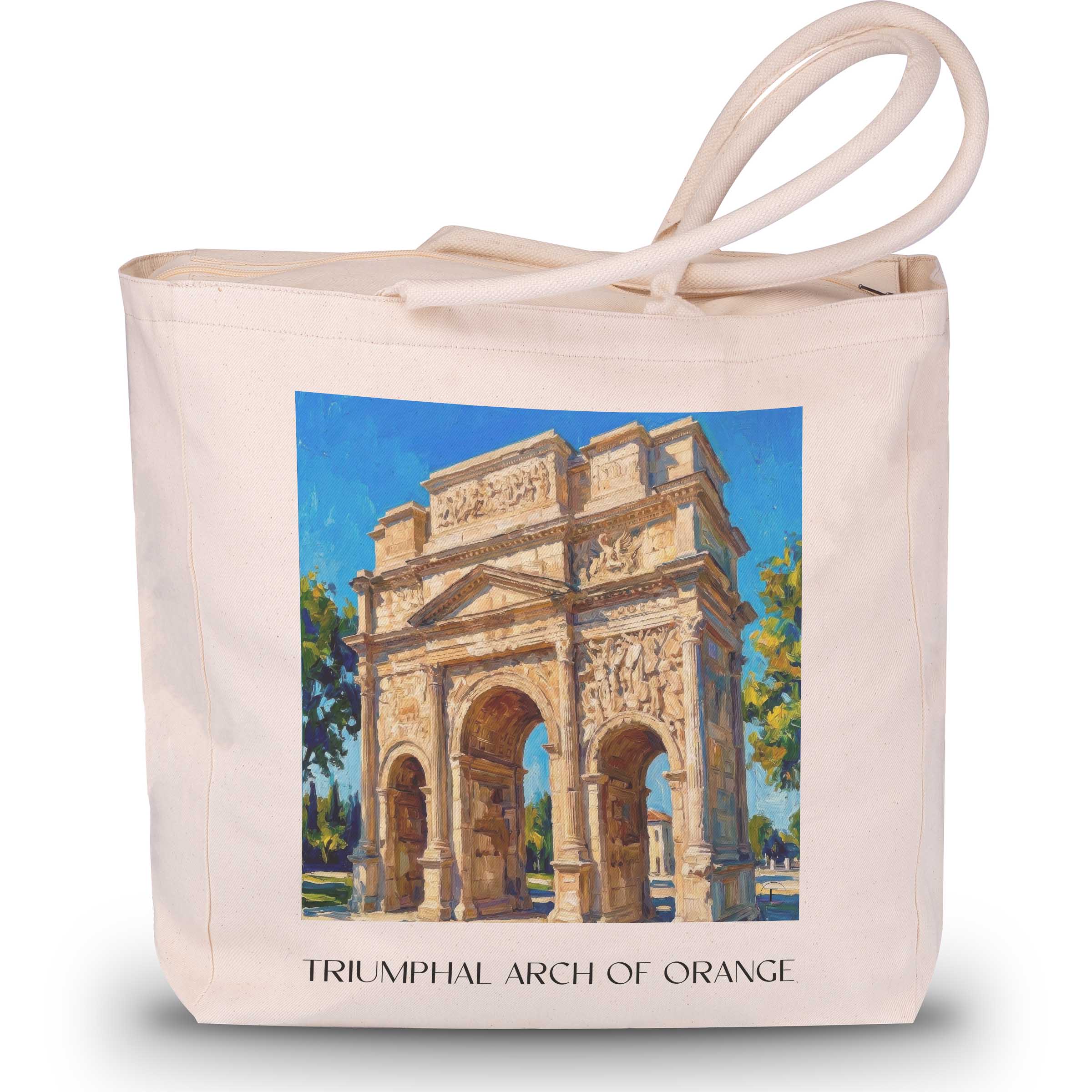 Arc de Triomphe Shopping Tasche - Orange - Frankreich Tote Bag - Einkaufstasche im Ölgemälde Stil - favplace