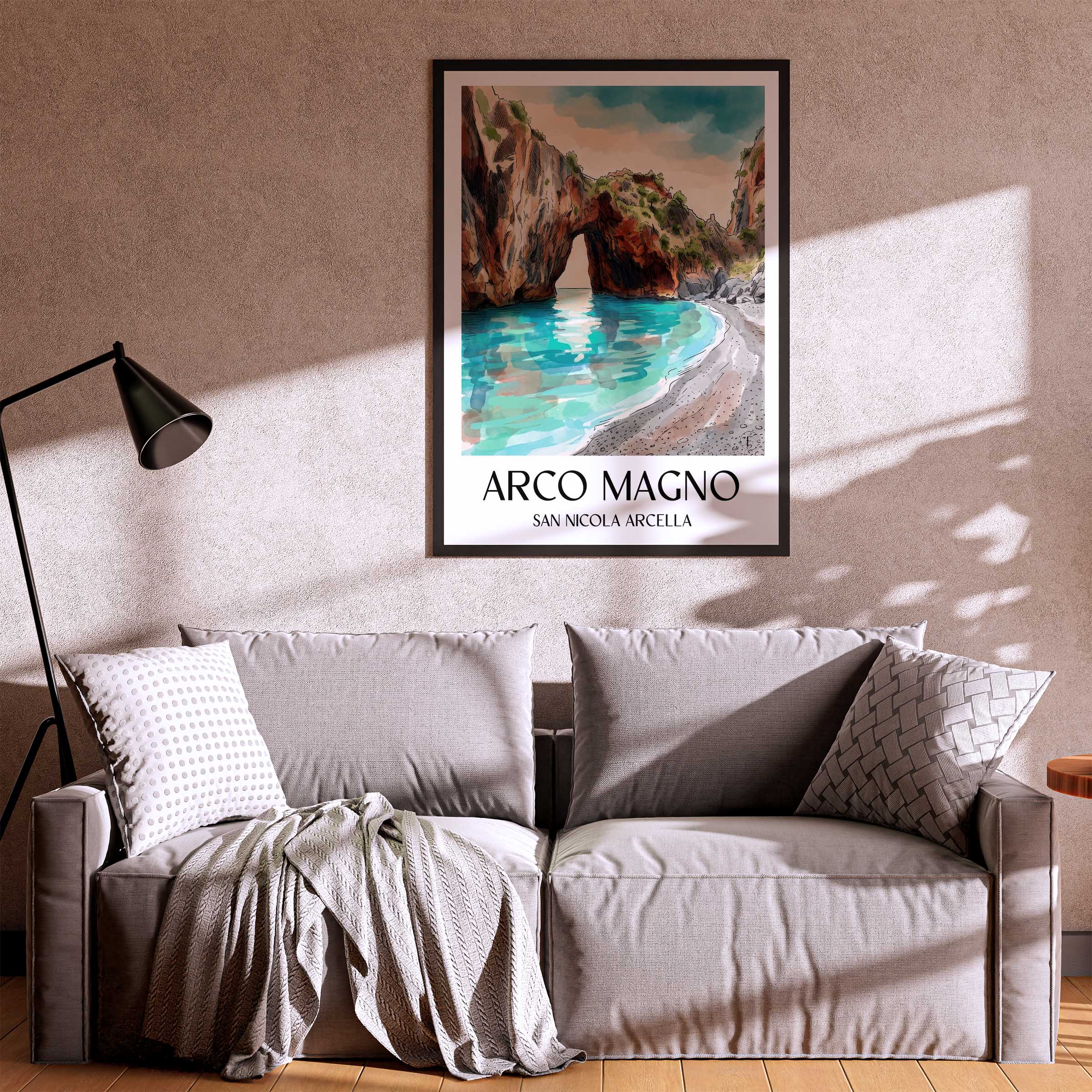 arco-magno-san-nicola-arcella-italien-poster-aquarell