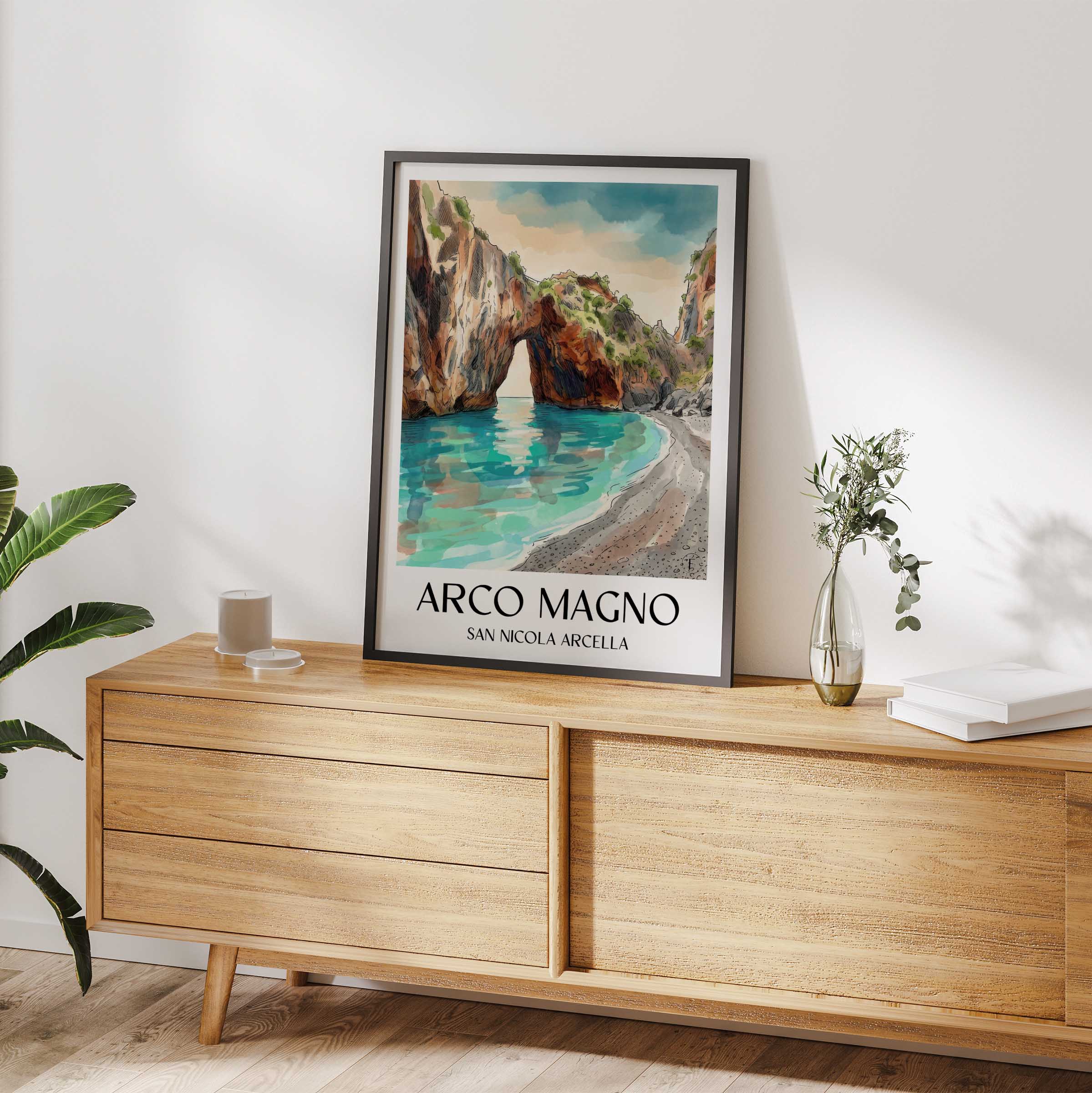 arco-magno-san-nicola-arcella-italien-poster-aquarell