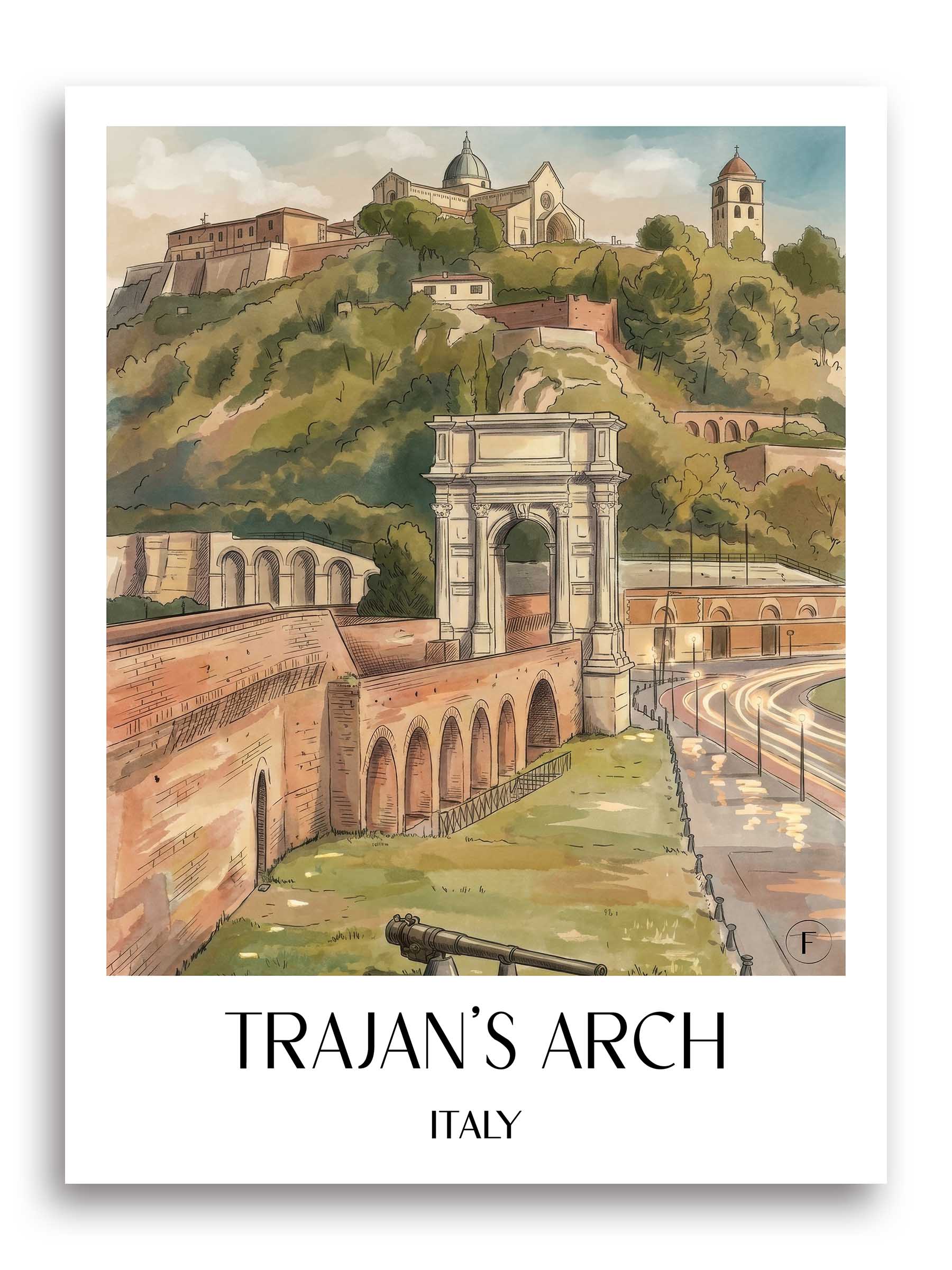 Arco di Traiano Poster - Ancona - Italien Kunstdruck - Aquarell von A4 bis A1 - favplace